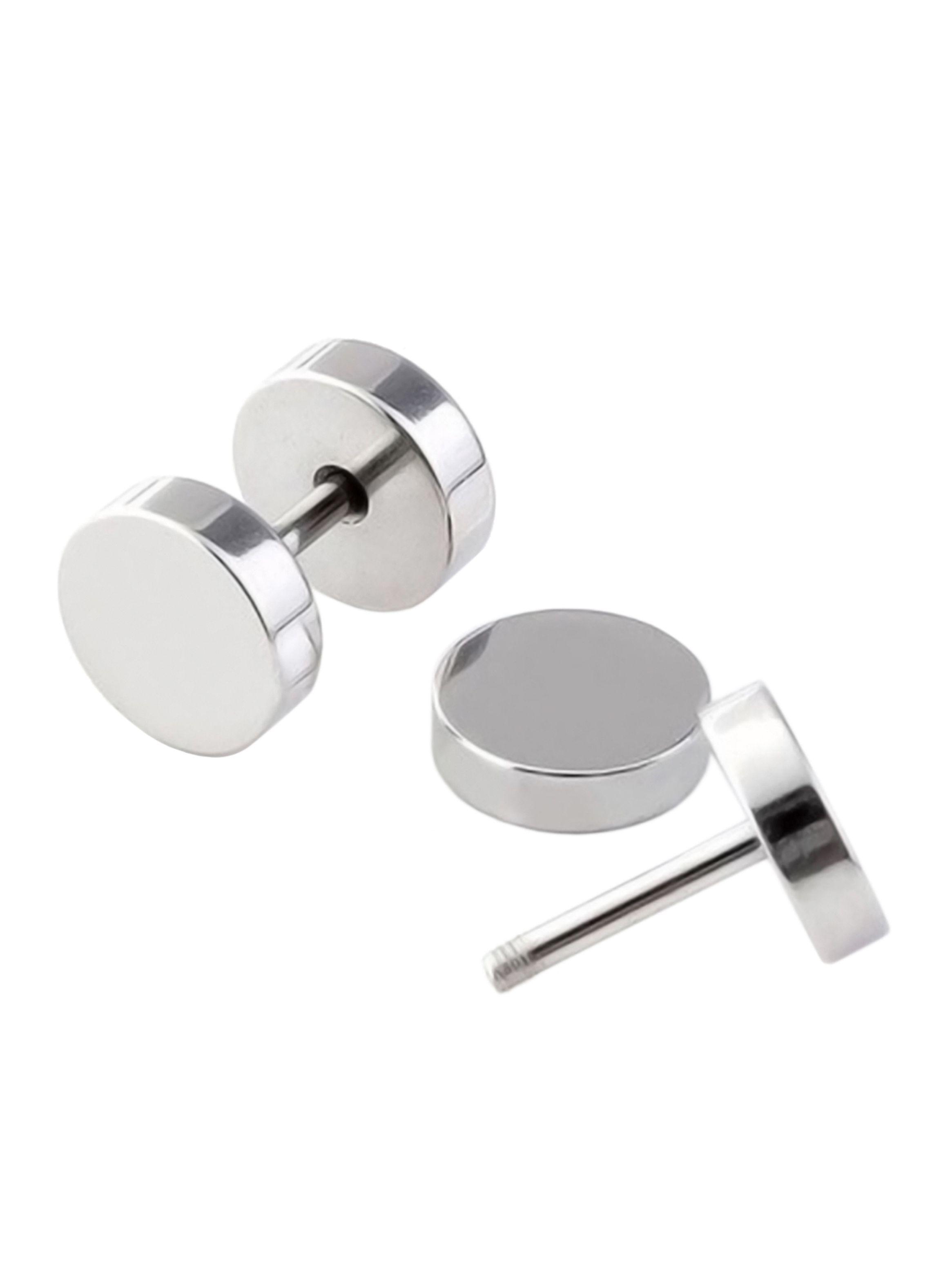 Aros Tunel Punk Circulares Acero Plateado 8 mm-4