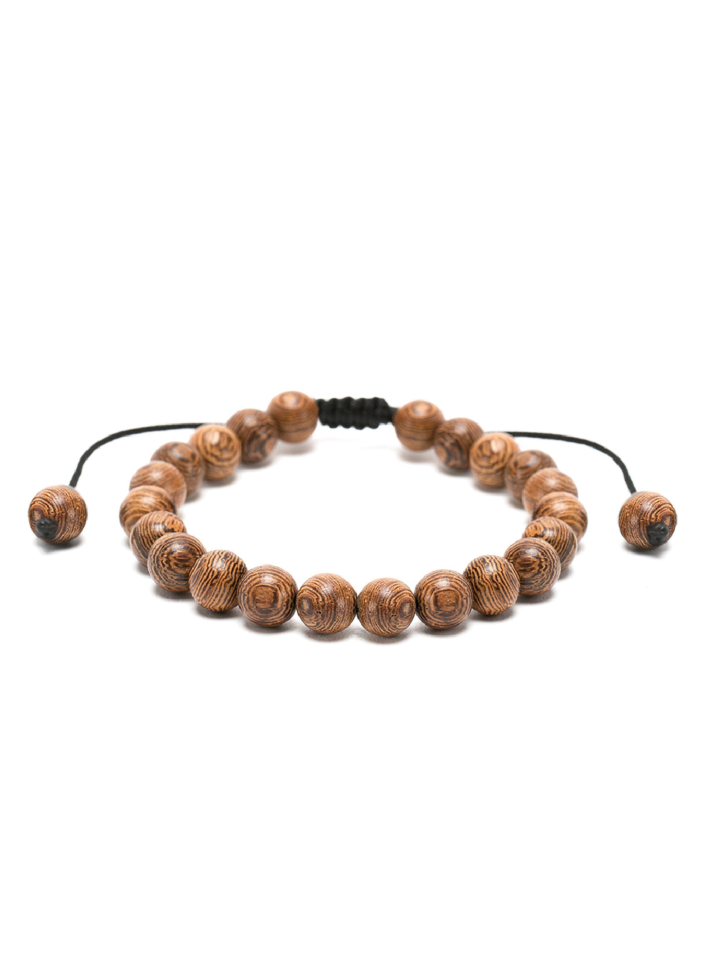 Pulsera Ajustable Unisex con Esferas de Madera Natural-0