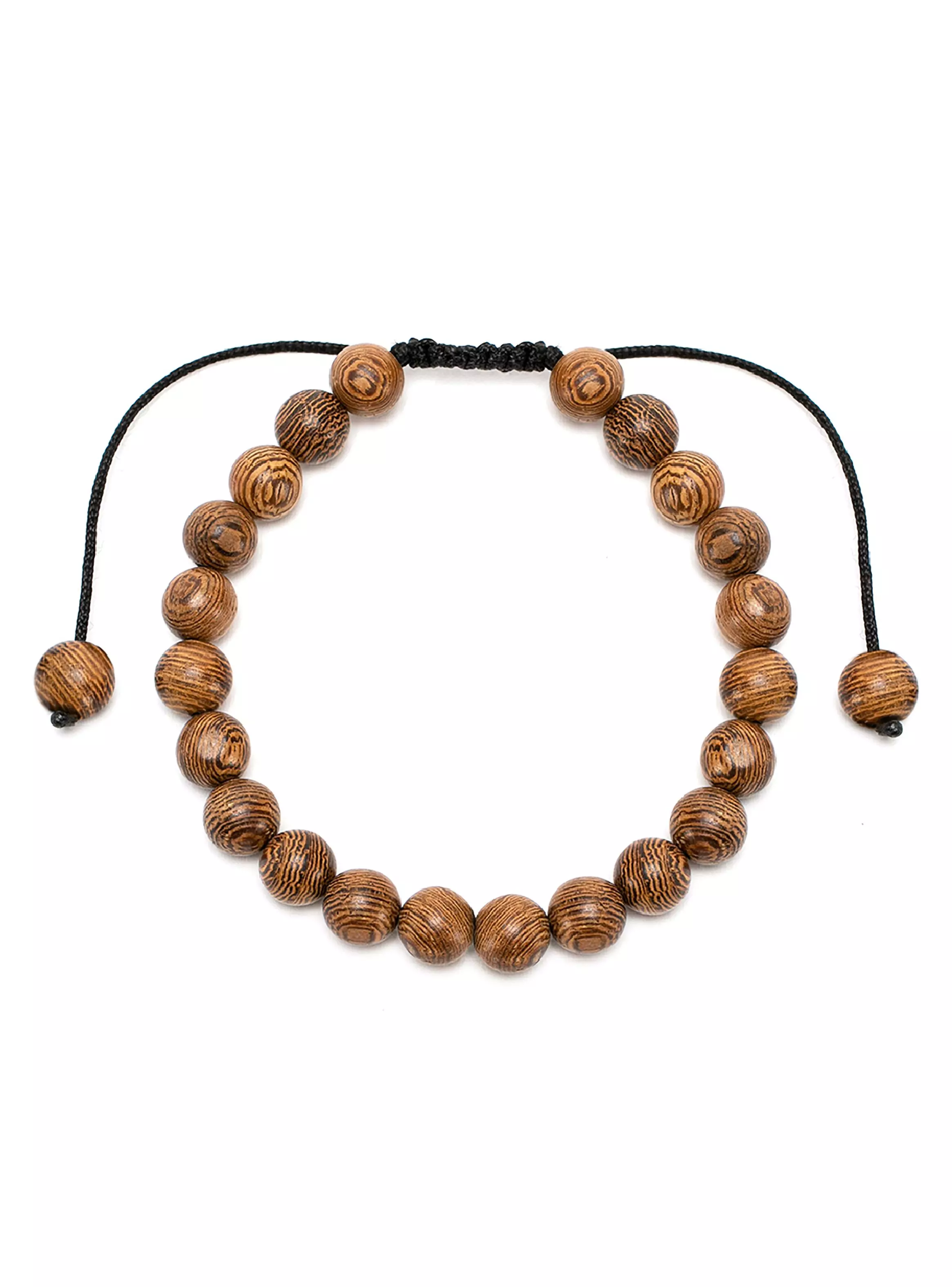Pulsera Ajustable Unisex con Esferas de Madera Natural-1
