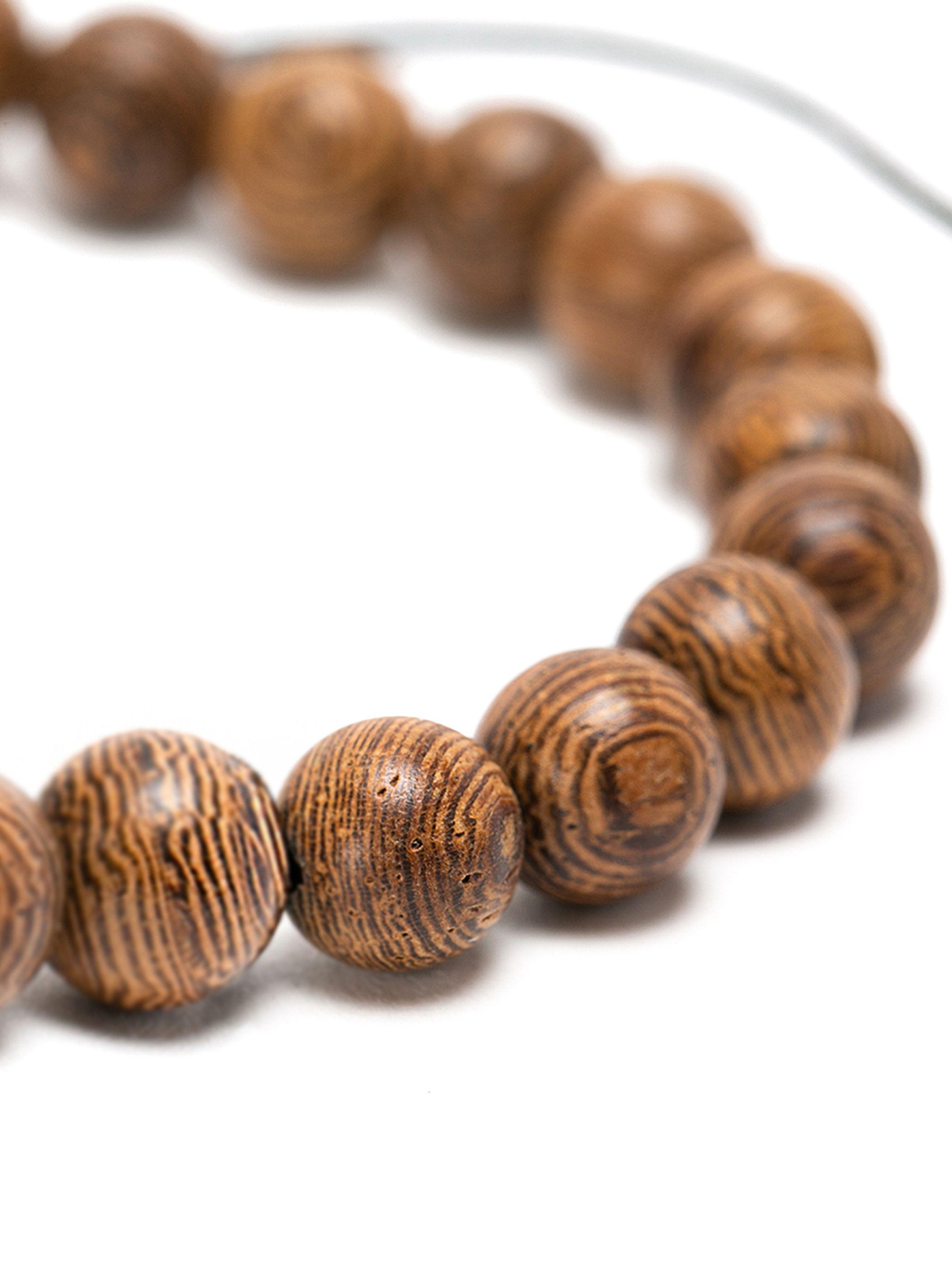 Pulsera Ajustable Unisex con Esferas de Madera Natural-2