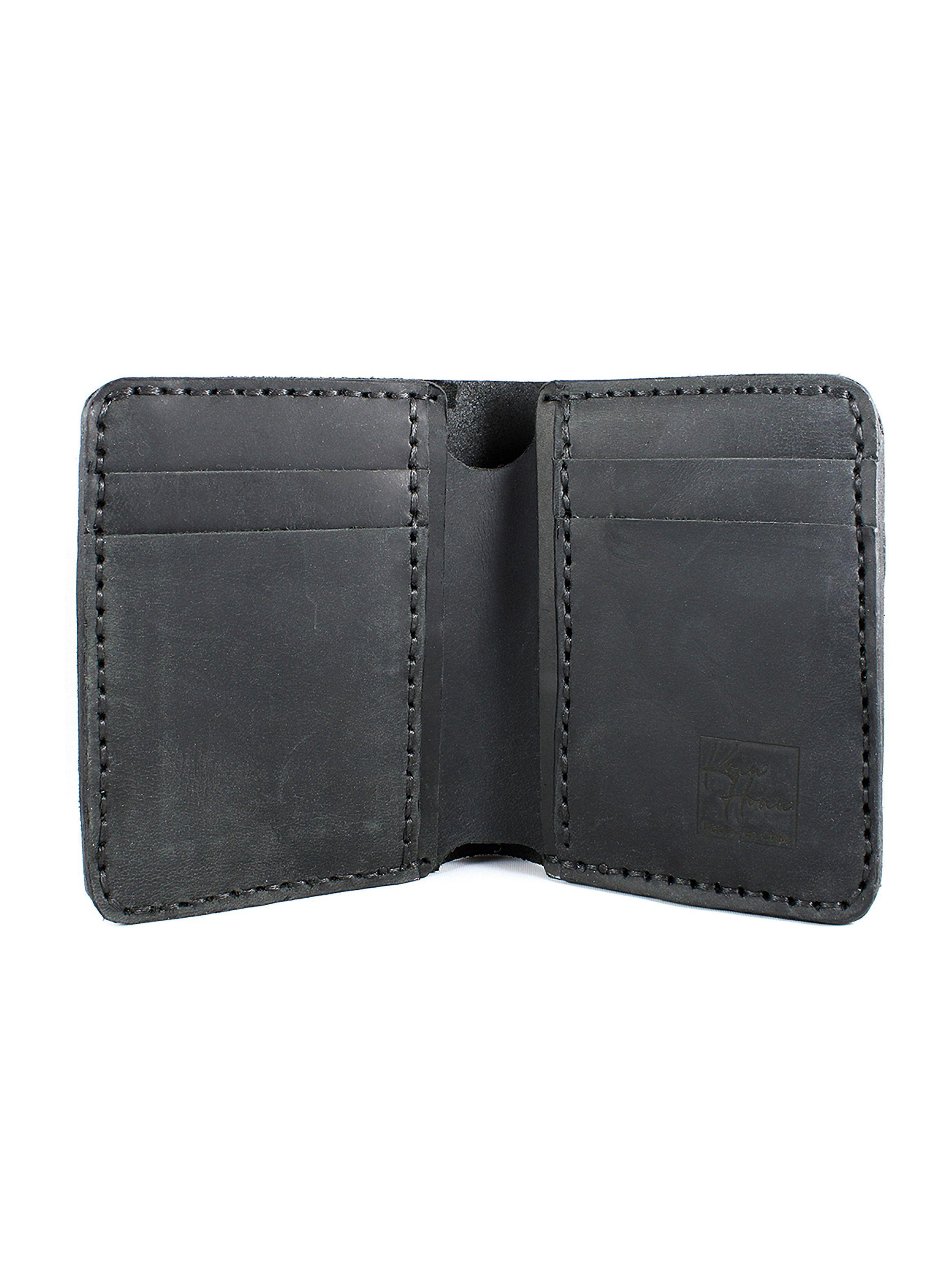Billeteras Tarjetero Vertical Cuero Natural Negro-2