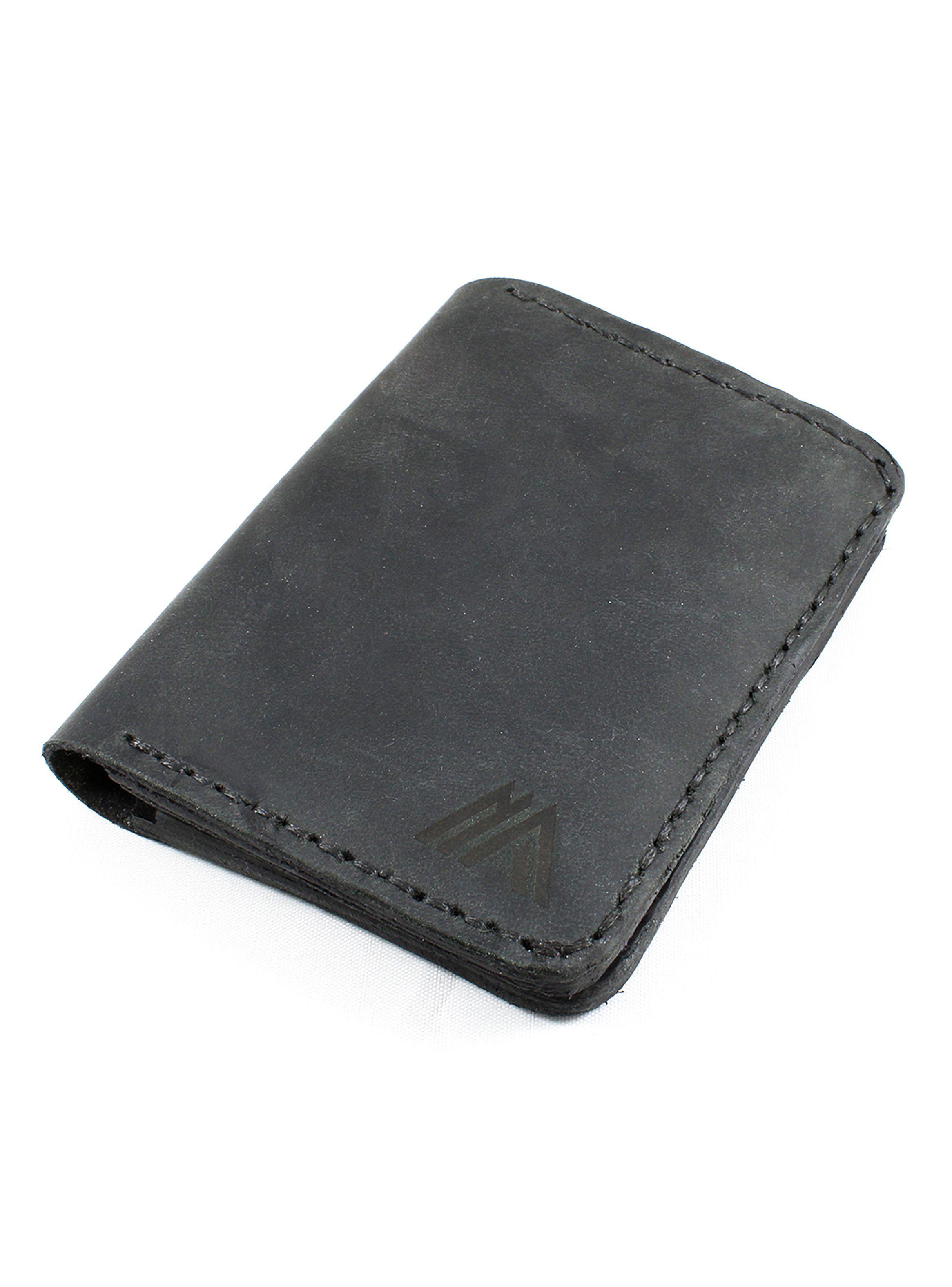 Billeteras Tarjetero Vertical Cuero Natural Negro-5