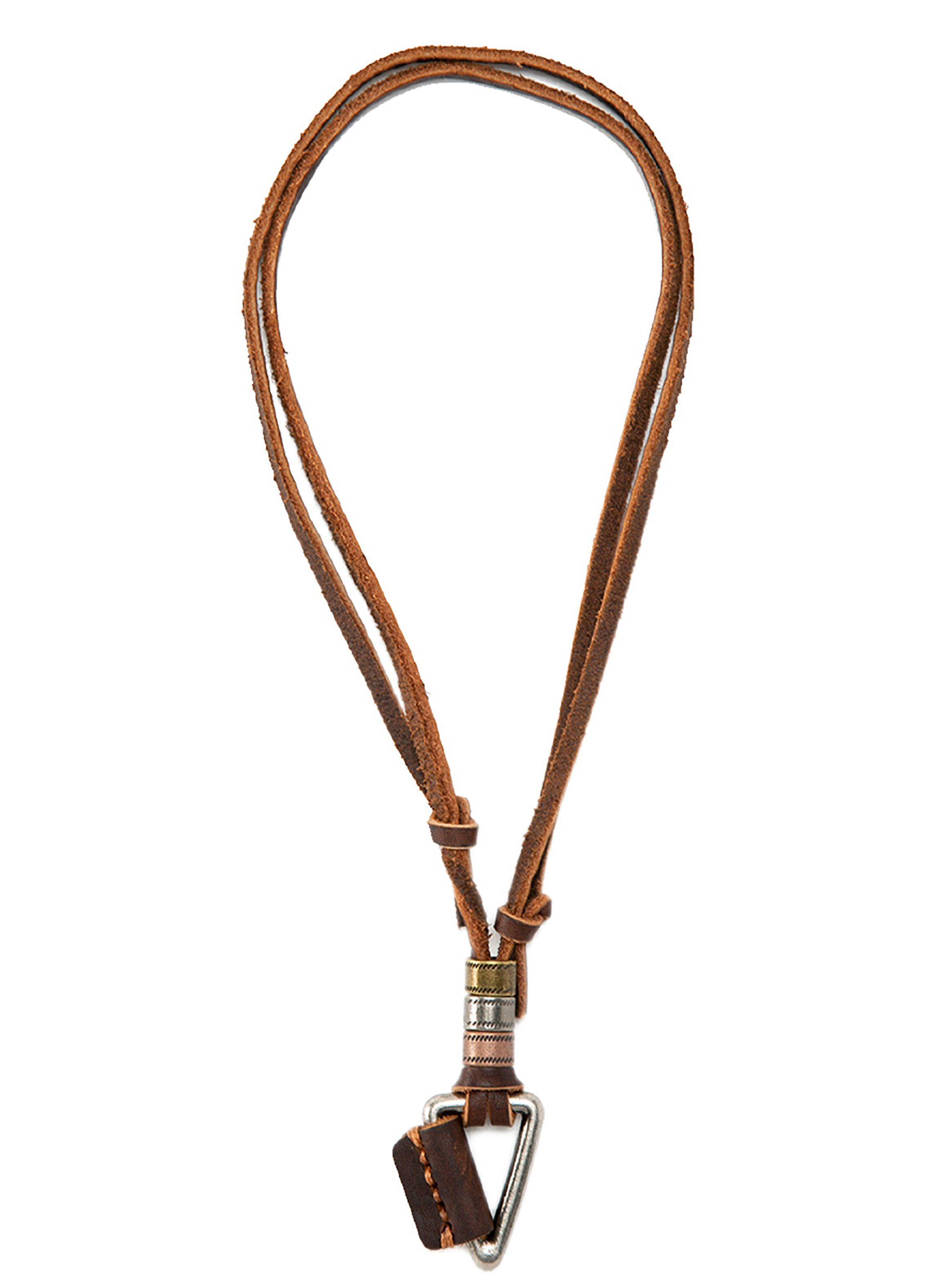 Collar Colgante Cuero Triangulo Vintage Cuero-0