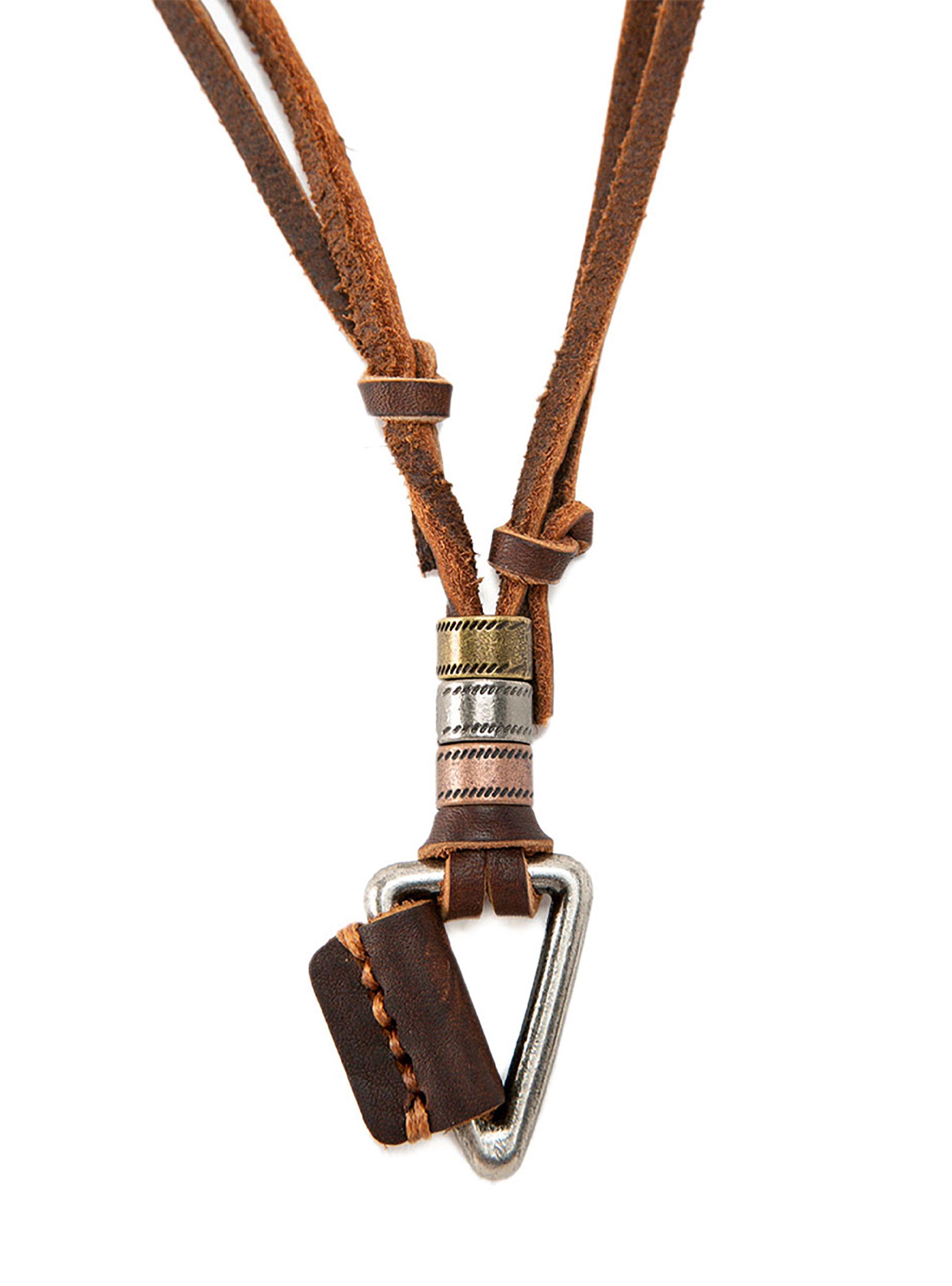 Collar Colgante Cuero Triangulo Vintage Cuero-1
