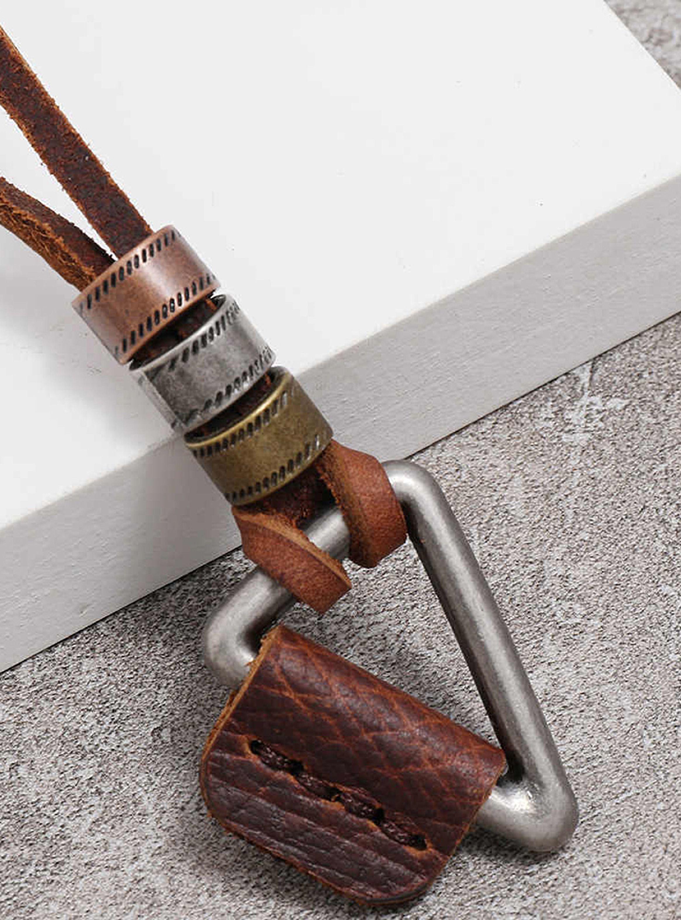 Collar Colgante Cuero Triangulo Vintage Cuero-2