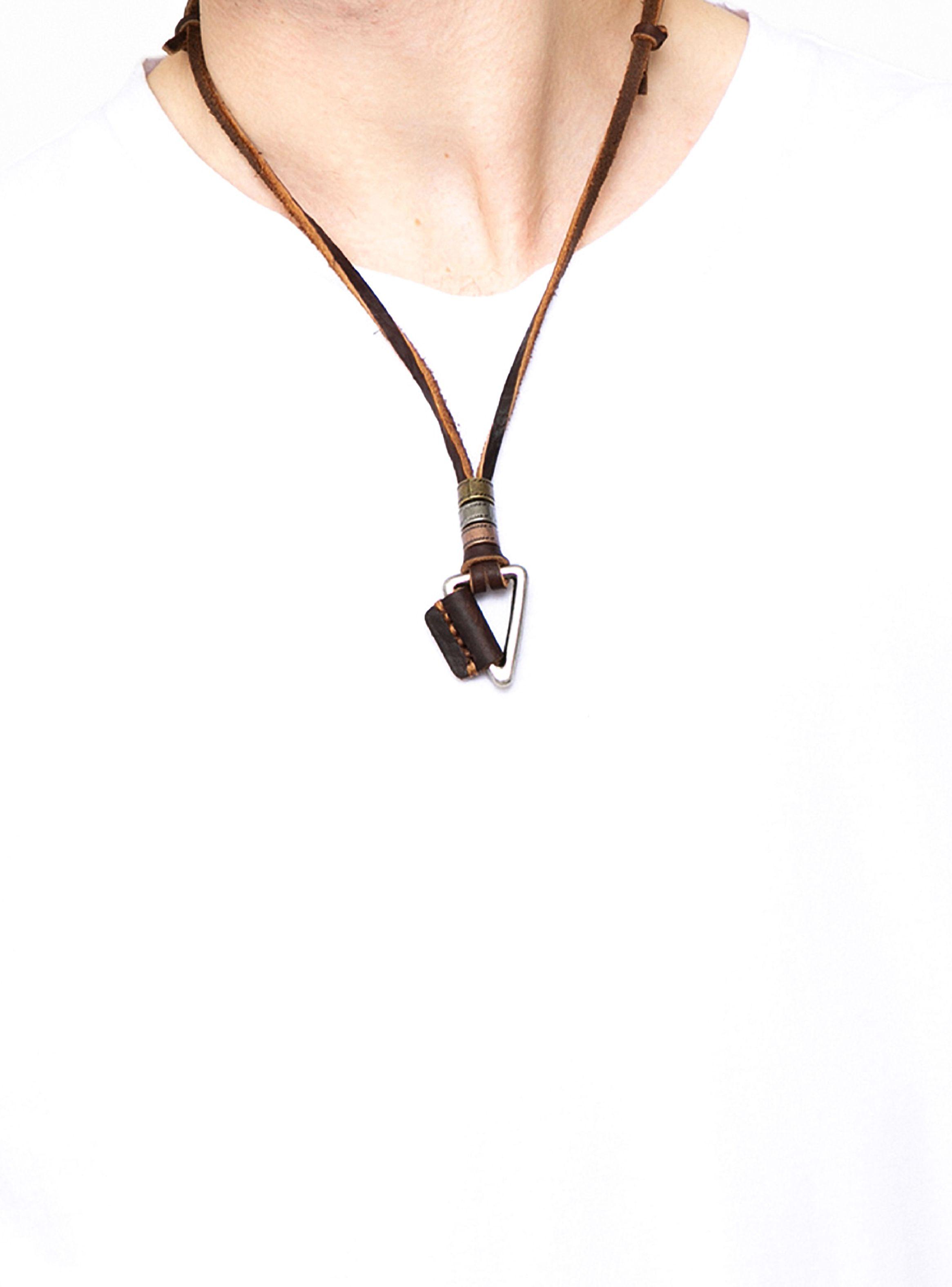 Collar Colgante Cuero Triangulo Vintage Cuero-3