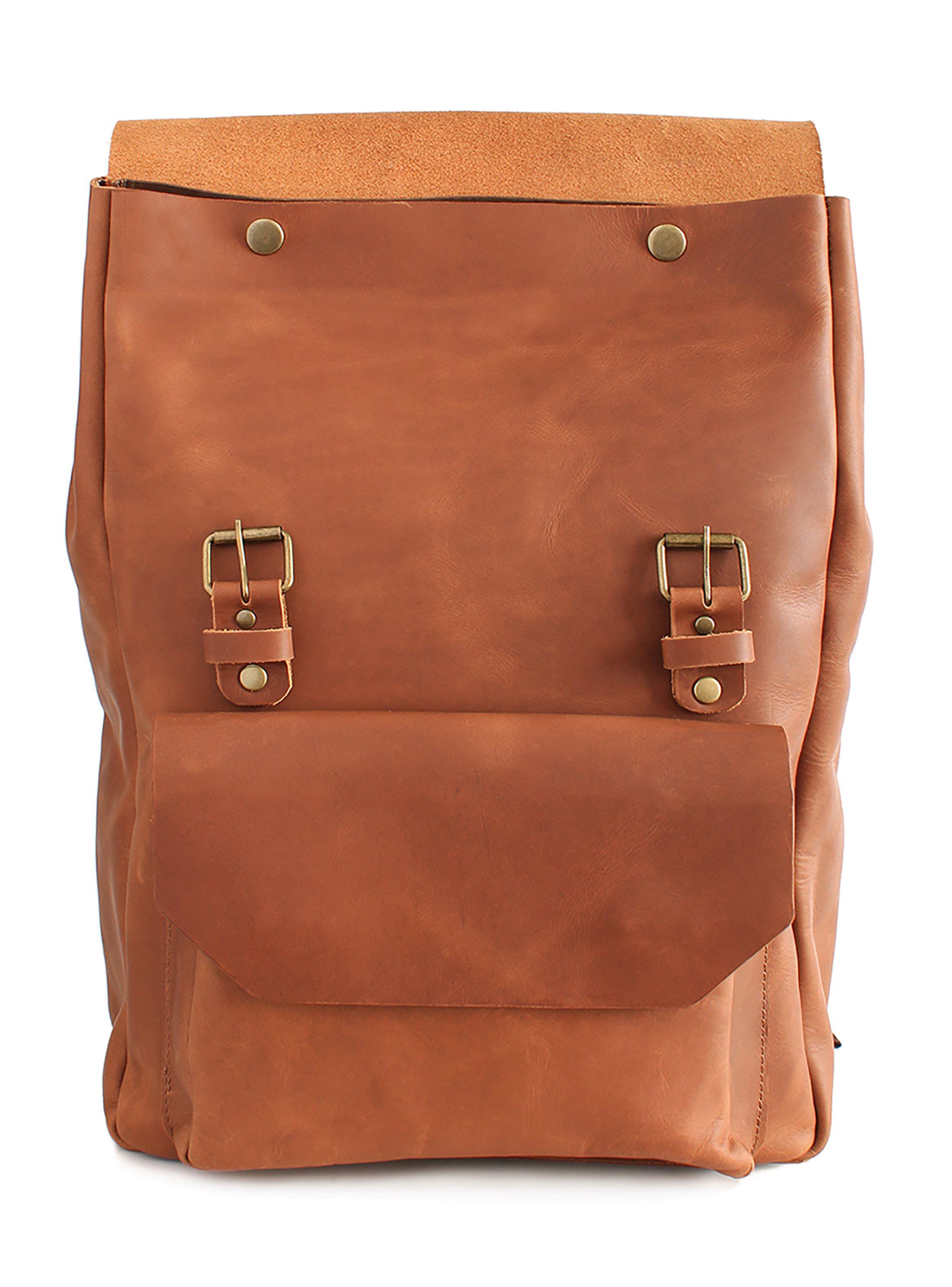 Mochila de Cuero Unisex Morral Notebook Cuero Café-5