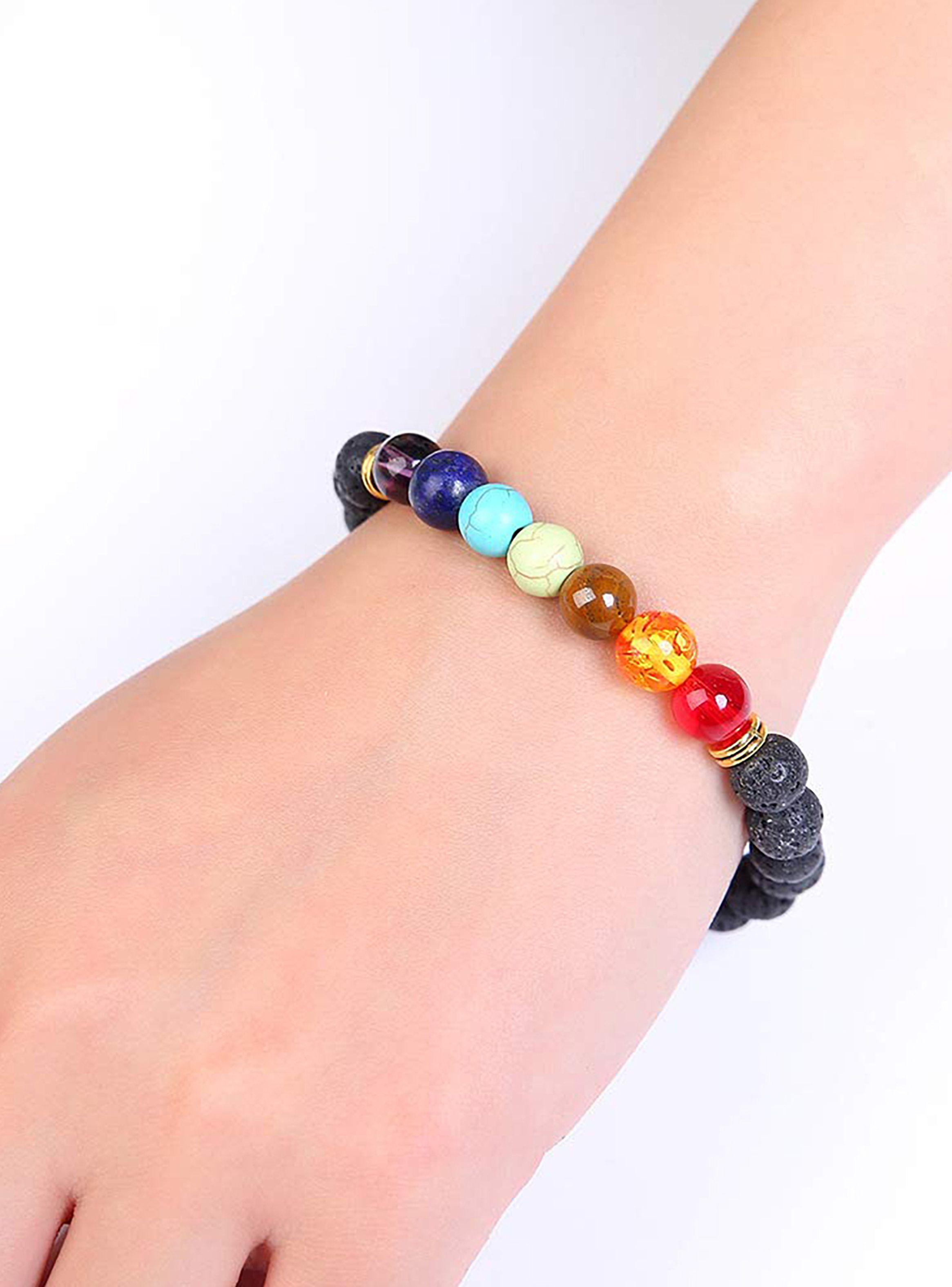 Pulseras Piedra Volcanica 7 Chakras Feng Shui Unisex-3
