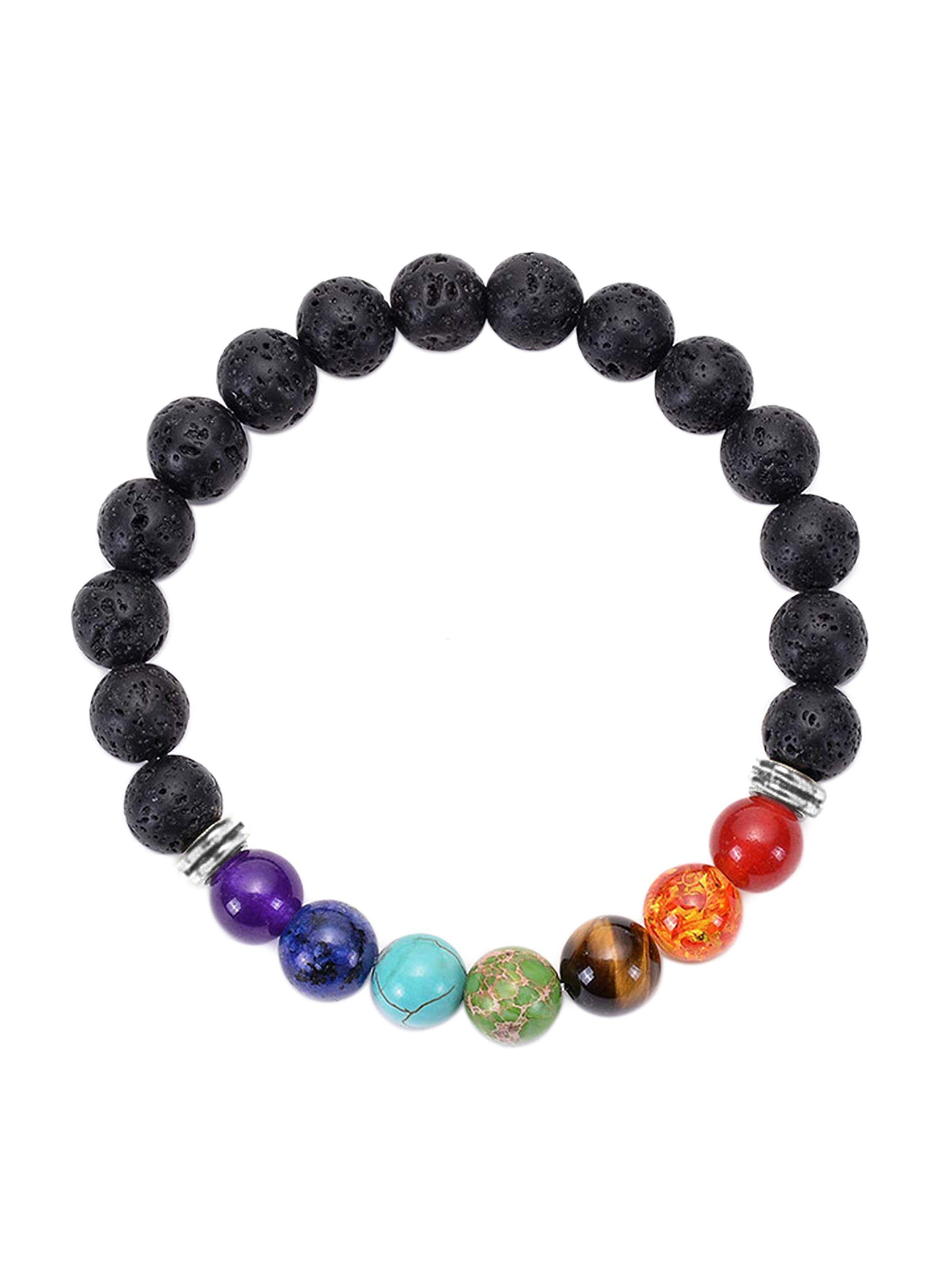 Pulseras Piedra Volcanica 7 Chakras Feng Shui Unisex-1