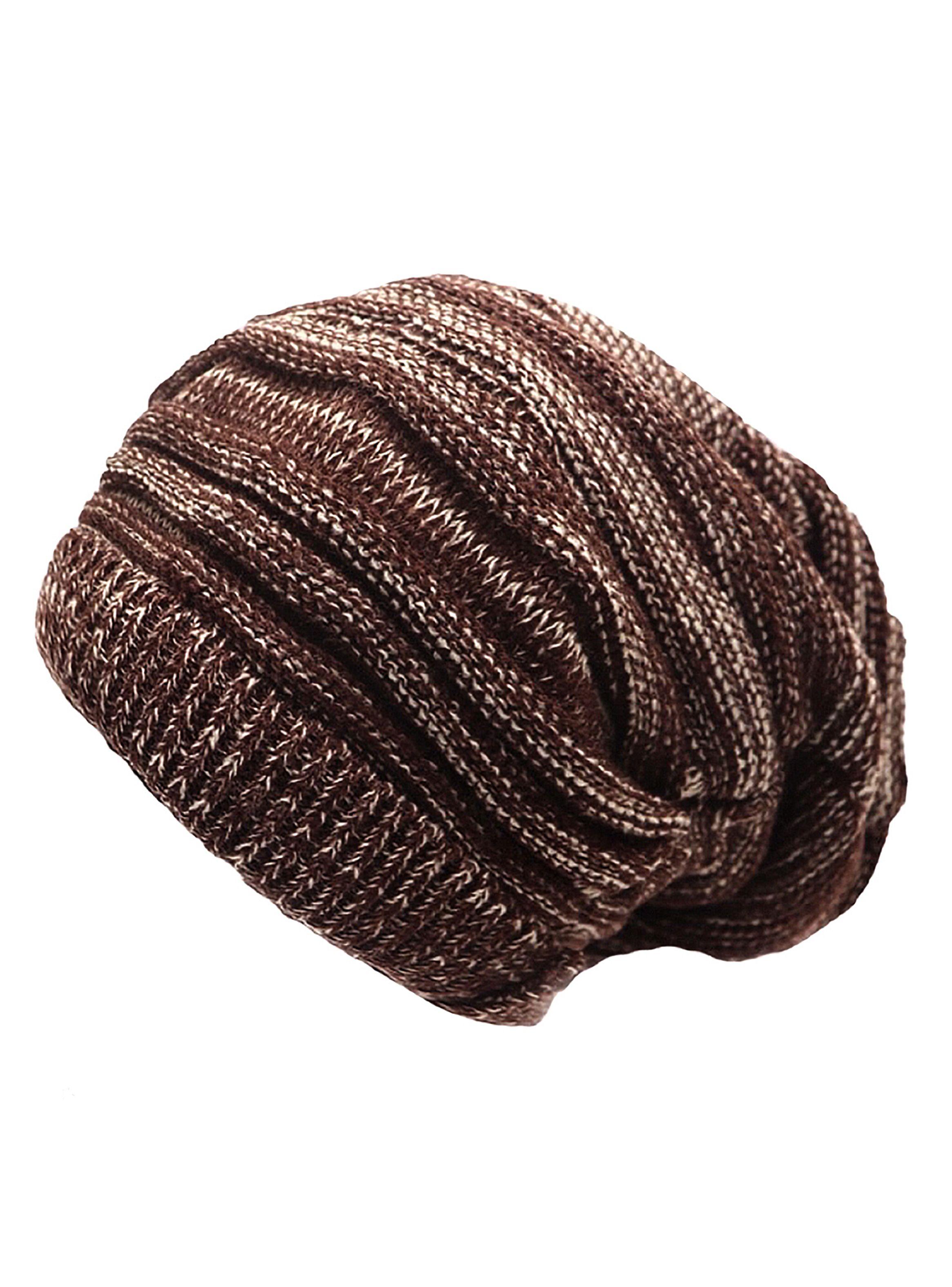 Gorro Tejido en Algodón Moda Unisex Beige con Café-0