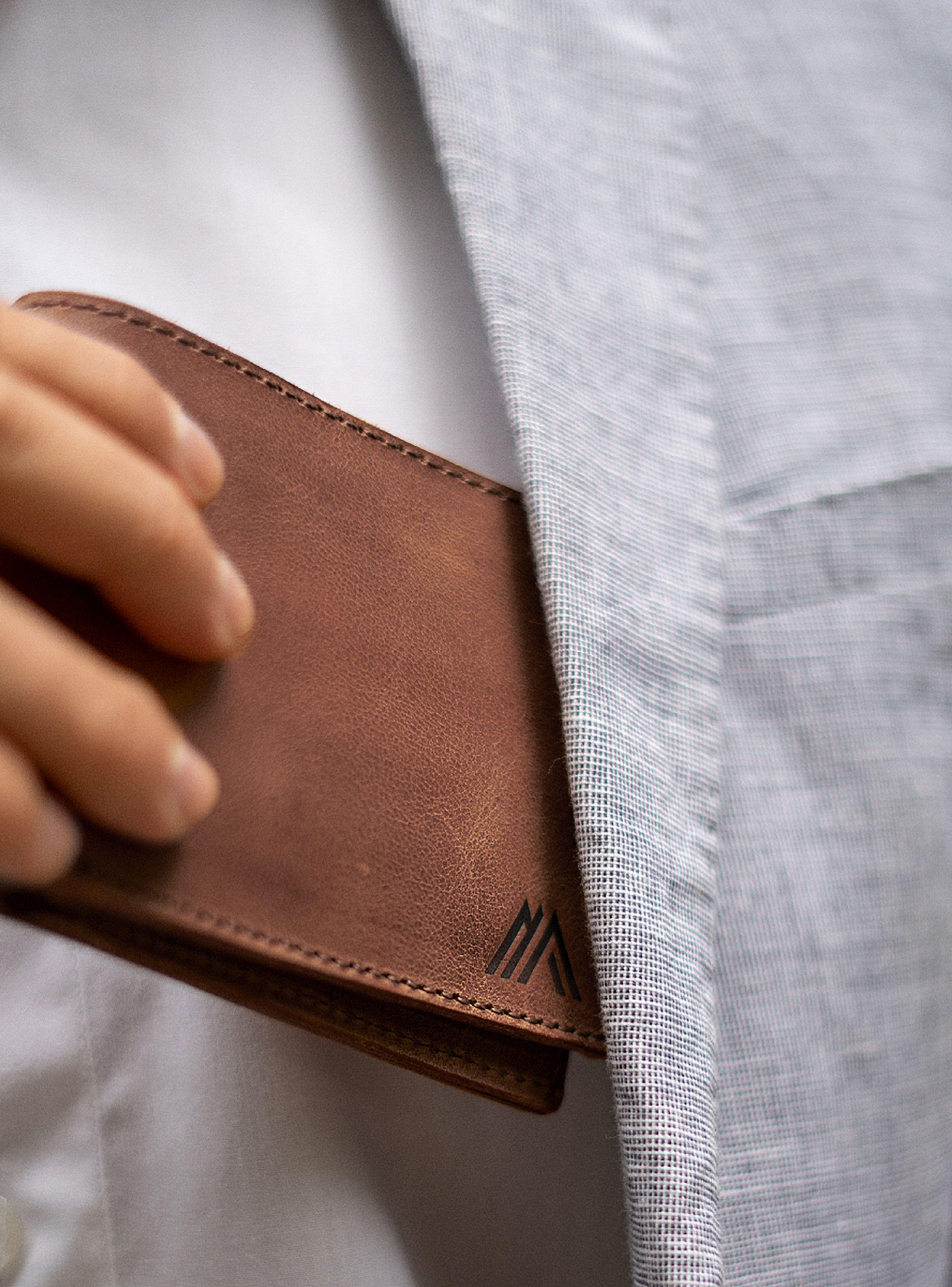 Billetera Estilo Clásico de Cuero Marrón para Hombre-2