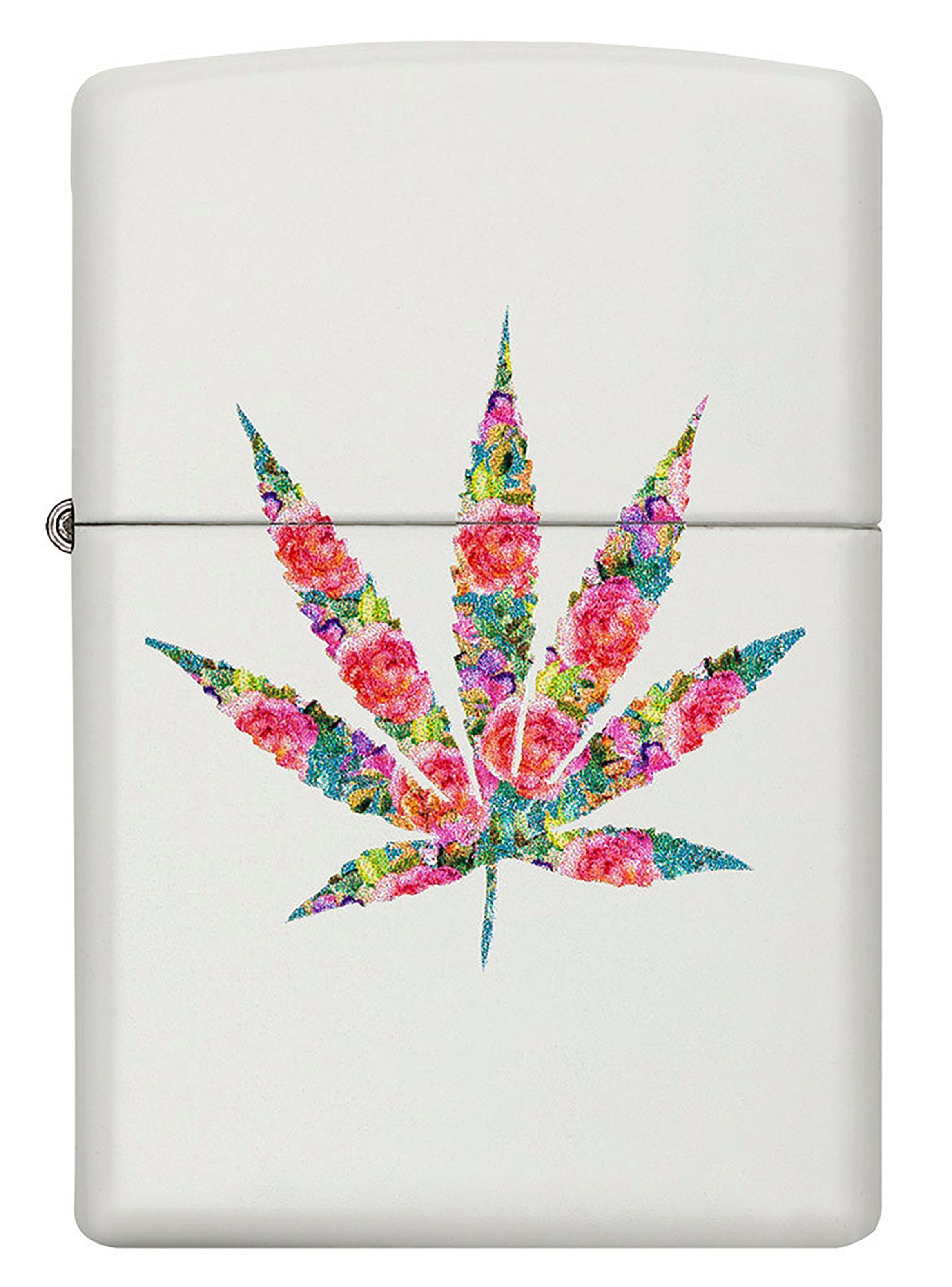 Encendedor Zippo Lighter Floral Weed Design Blanco-1