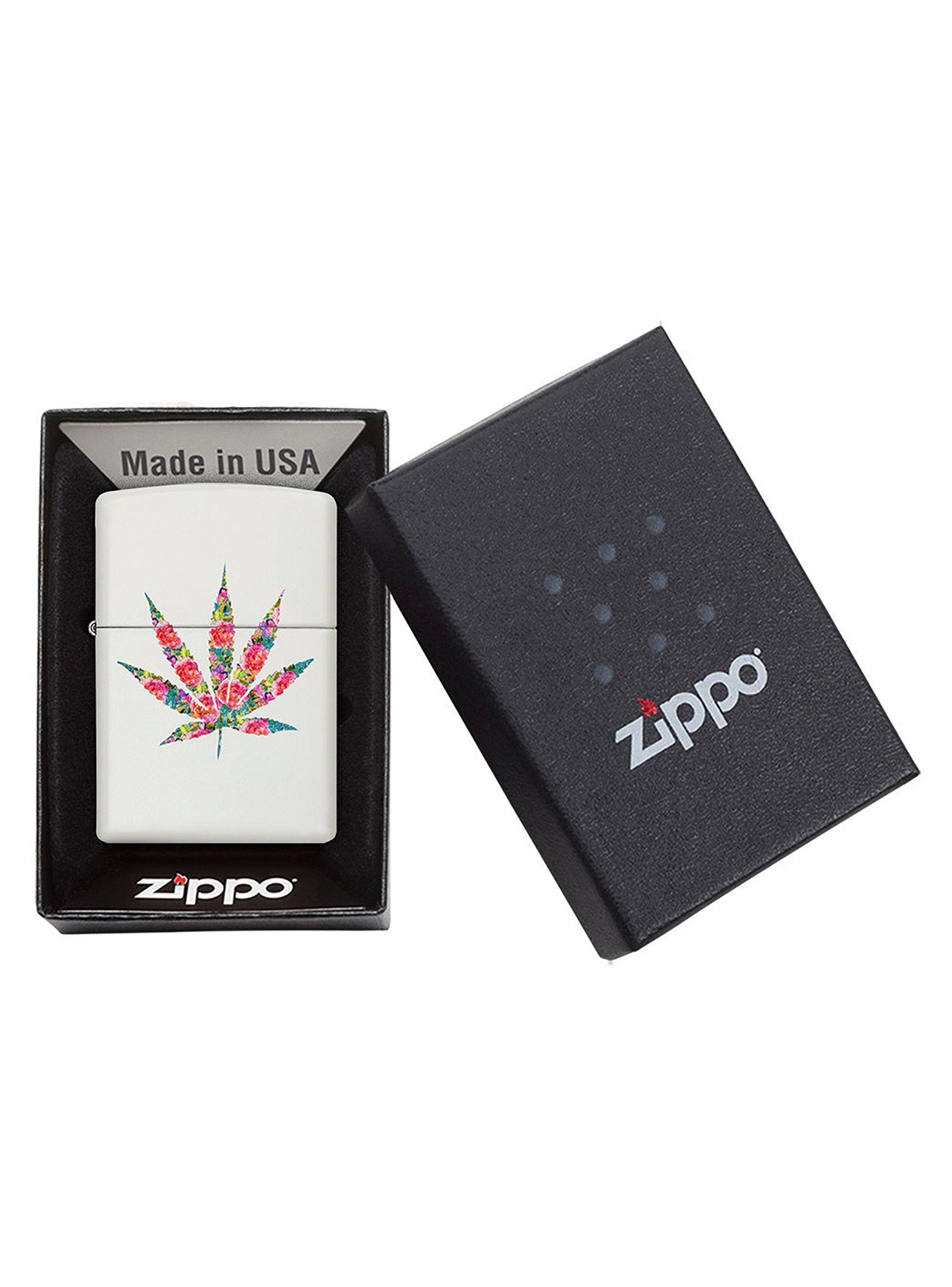 Encendedor Zippo Lighter Floral Weed Design Blanco-3