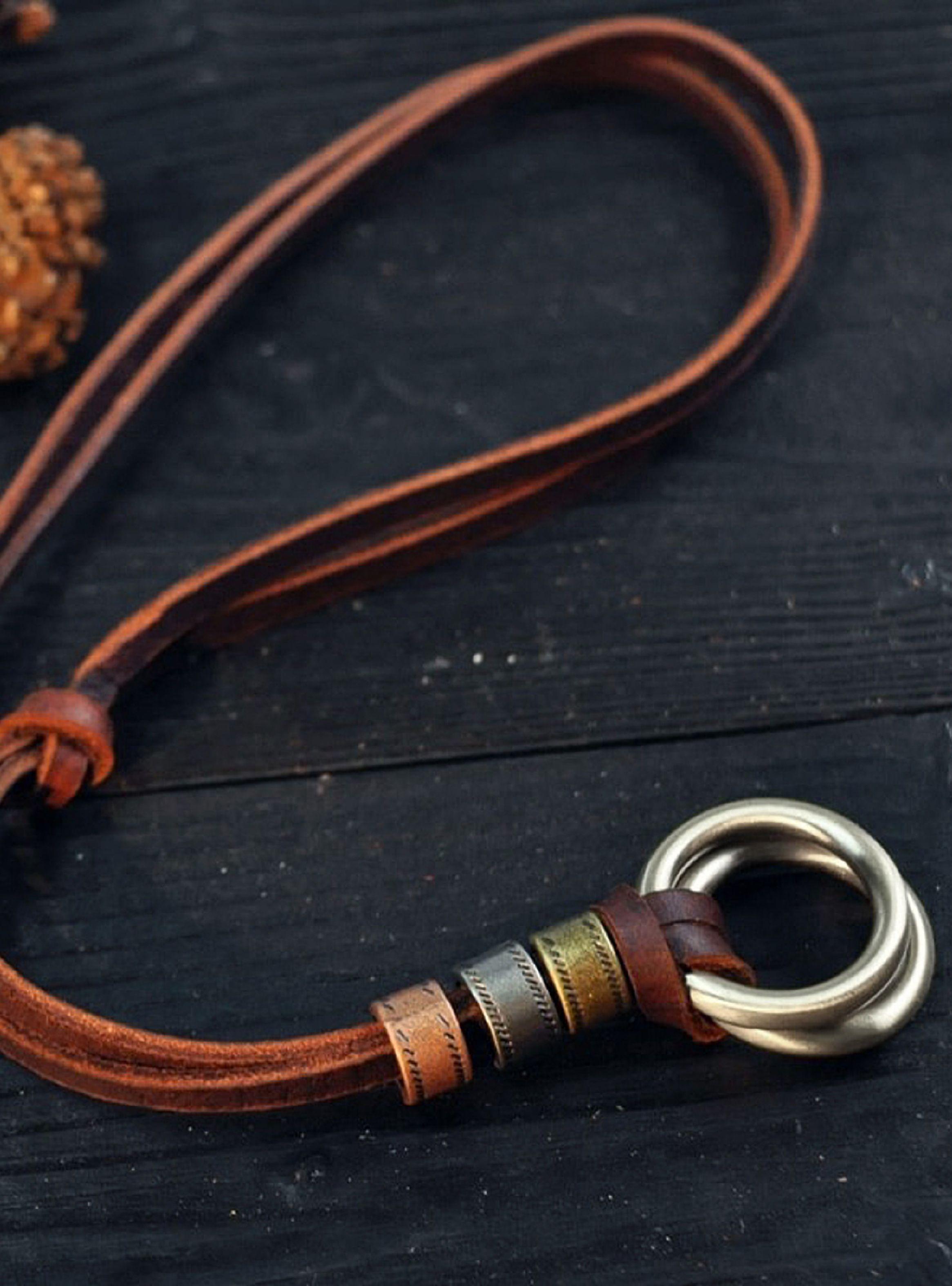 Collar Ajustable de Doble Aro Color Bronce-2