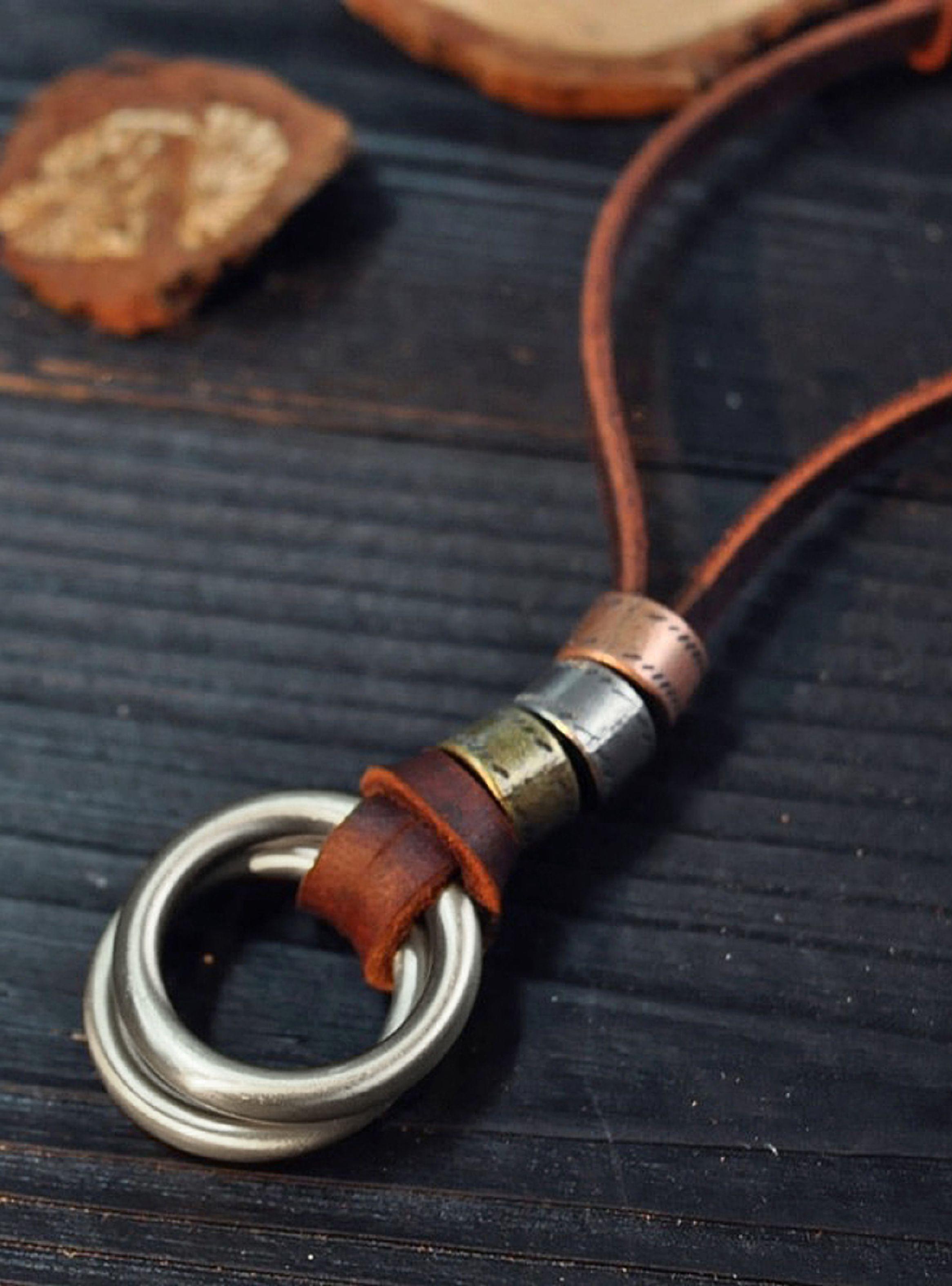 Collar Ajustable de Doble Aro Color Bronce-4