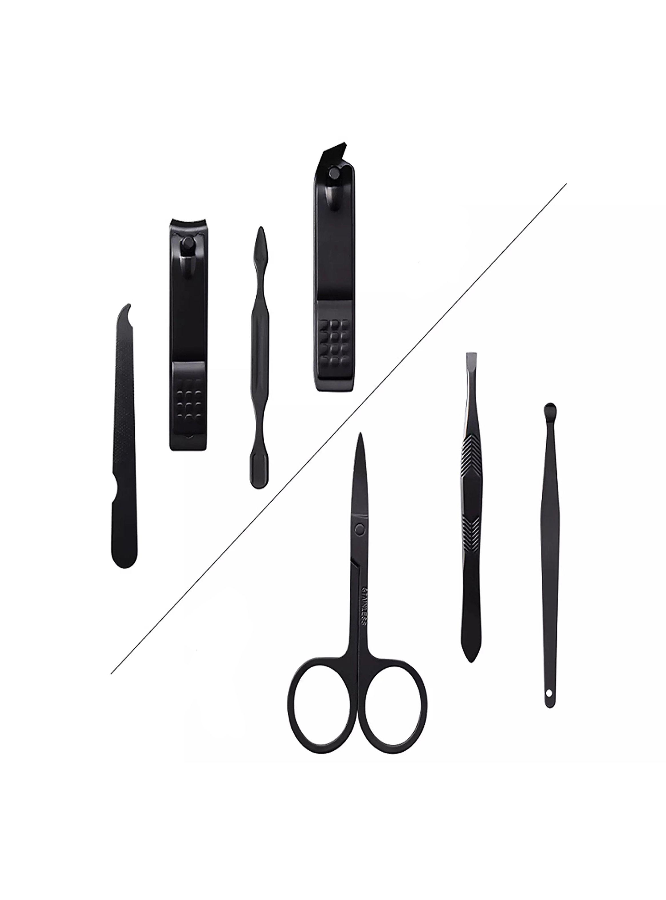 Kit Manicure Estuche Portátil Negro Hombre-2