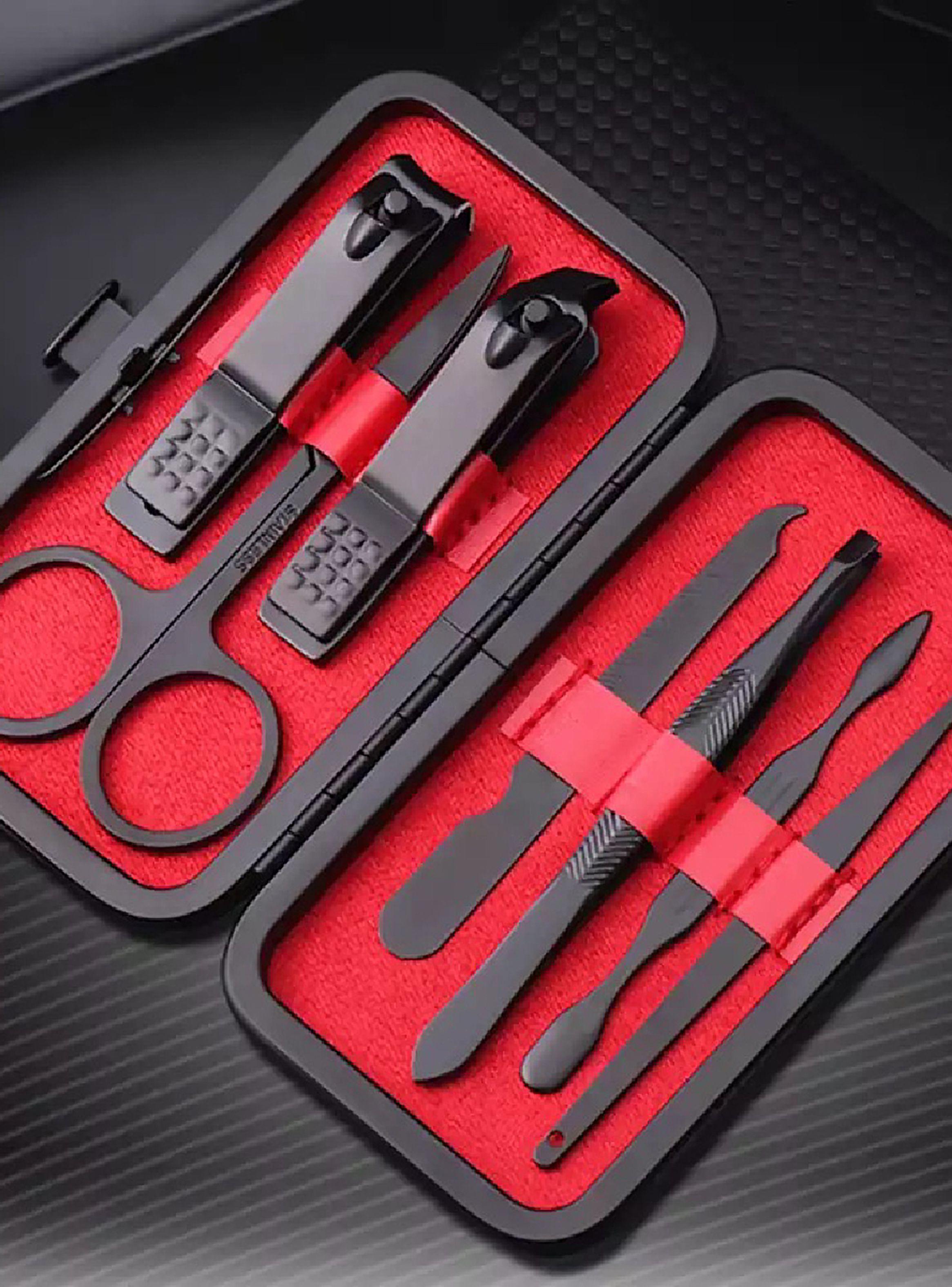 Kit Manicure Estuche Portátil Negro Hombre-4