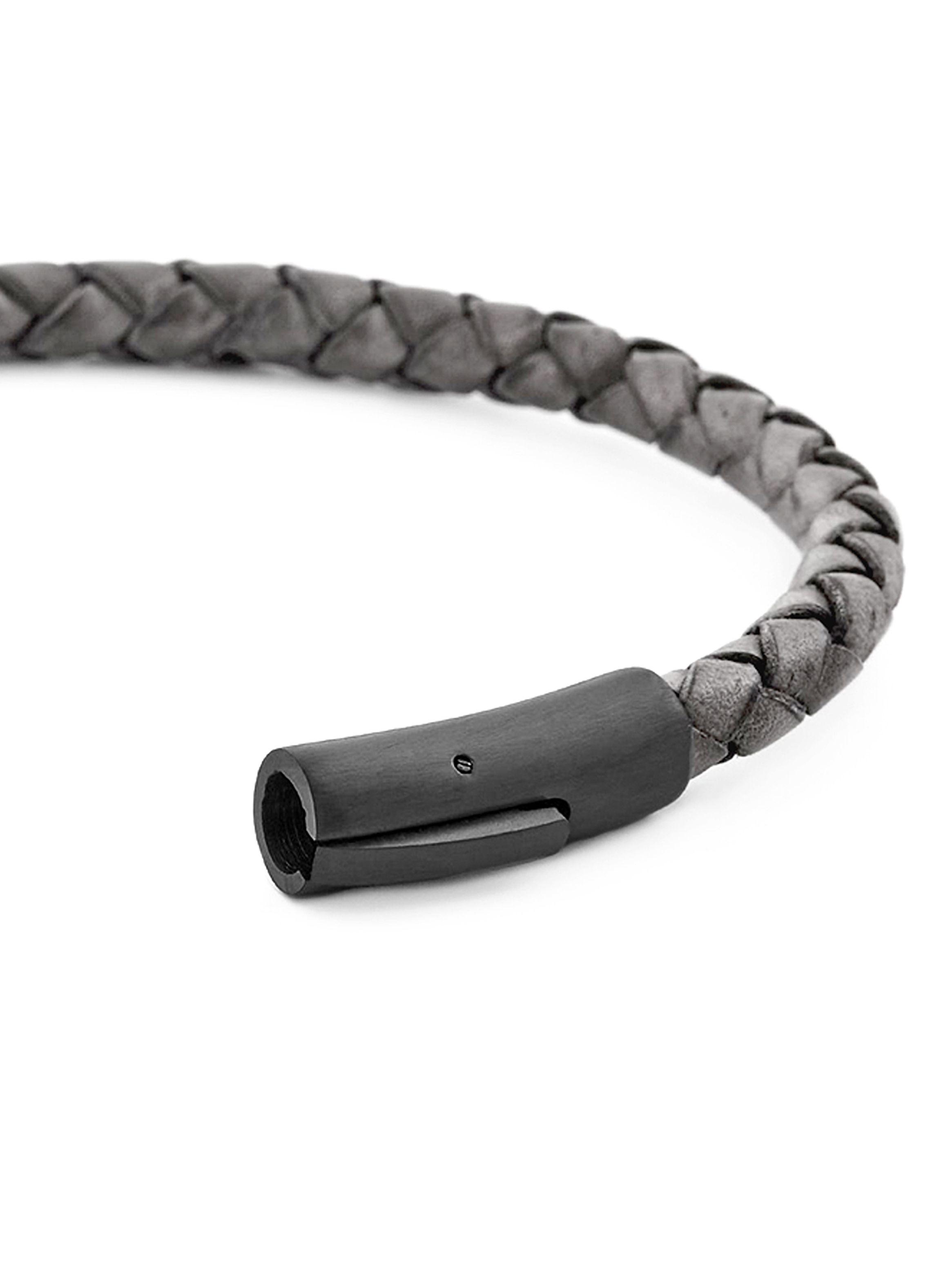 Pulsera Hombre de Cuero Gris con Broche a Presión Acero-5