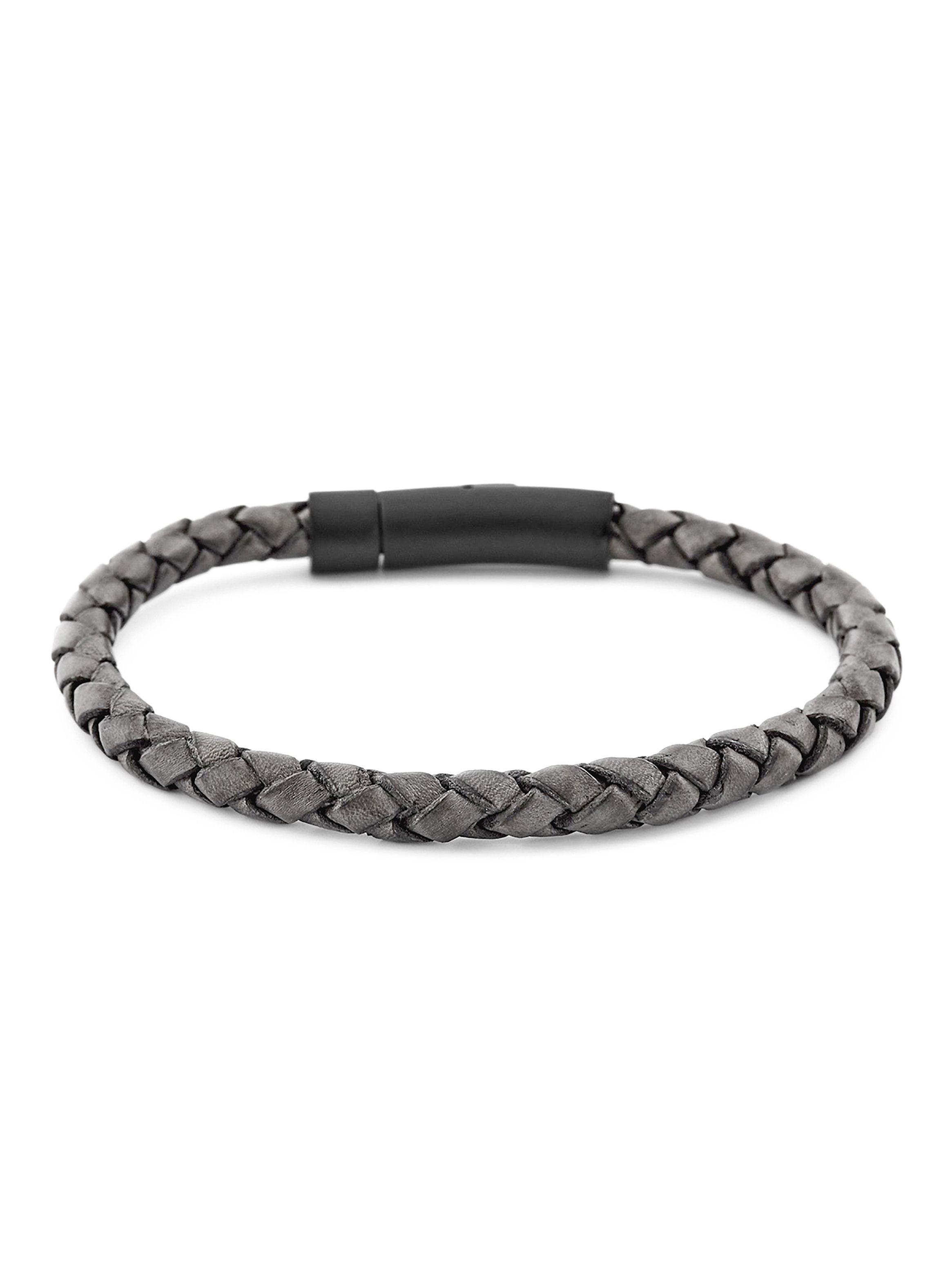 Pulsera Hombre de Cuero Gris con Broche a Presión Acero-6