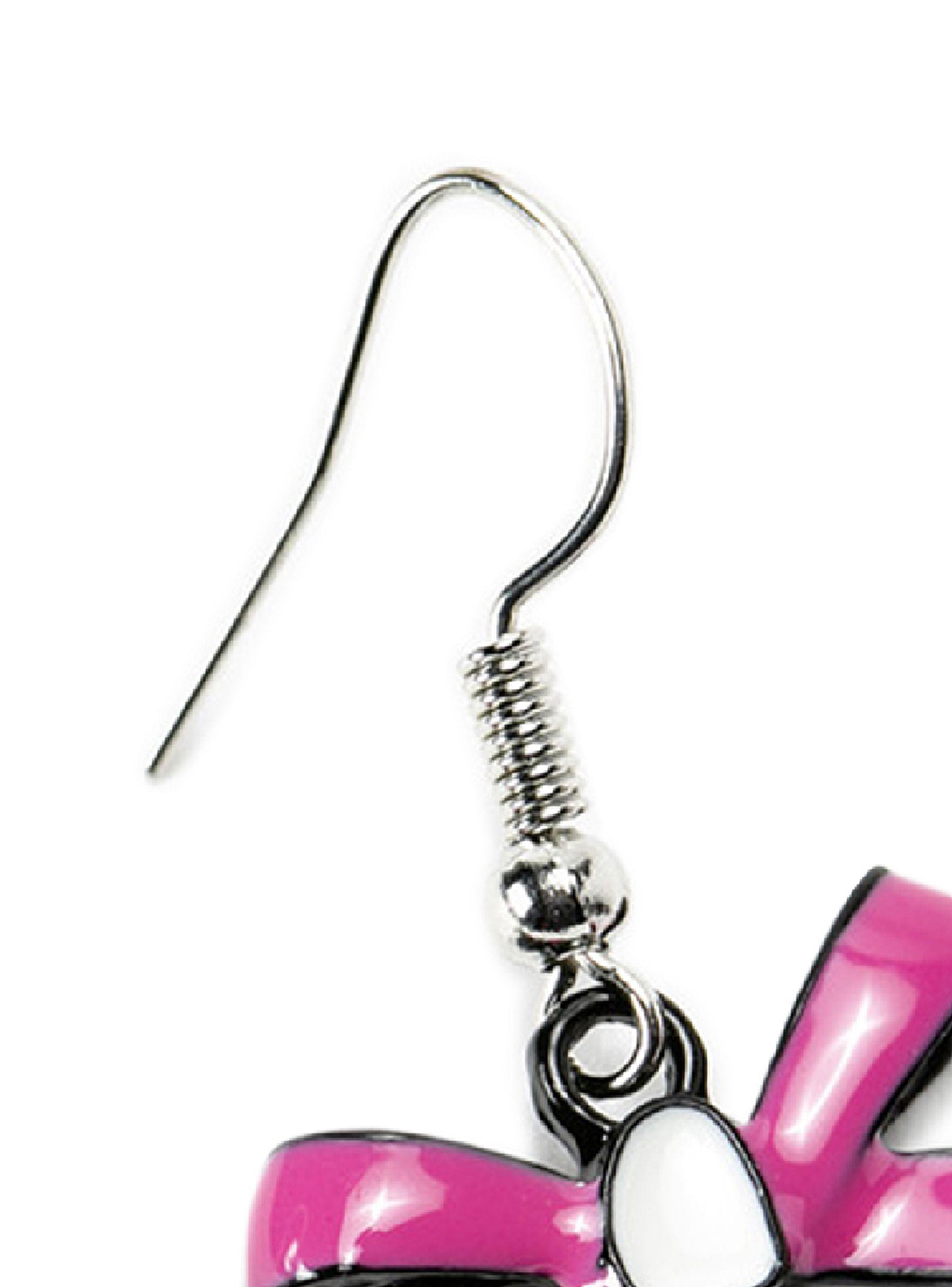 Aretes Mujer Juvenil Lazos Acrilicos Fucsia-3
