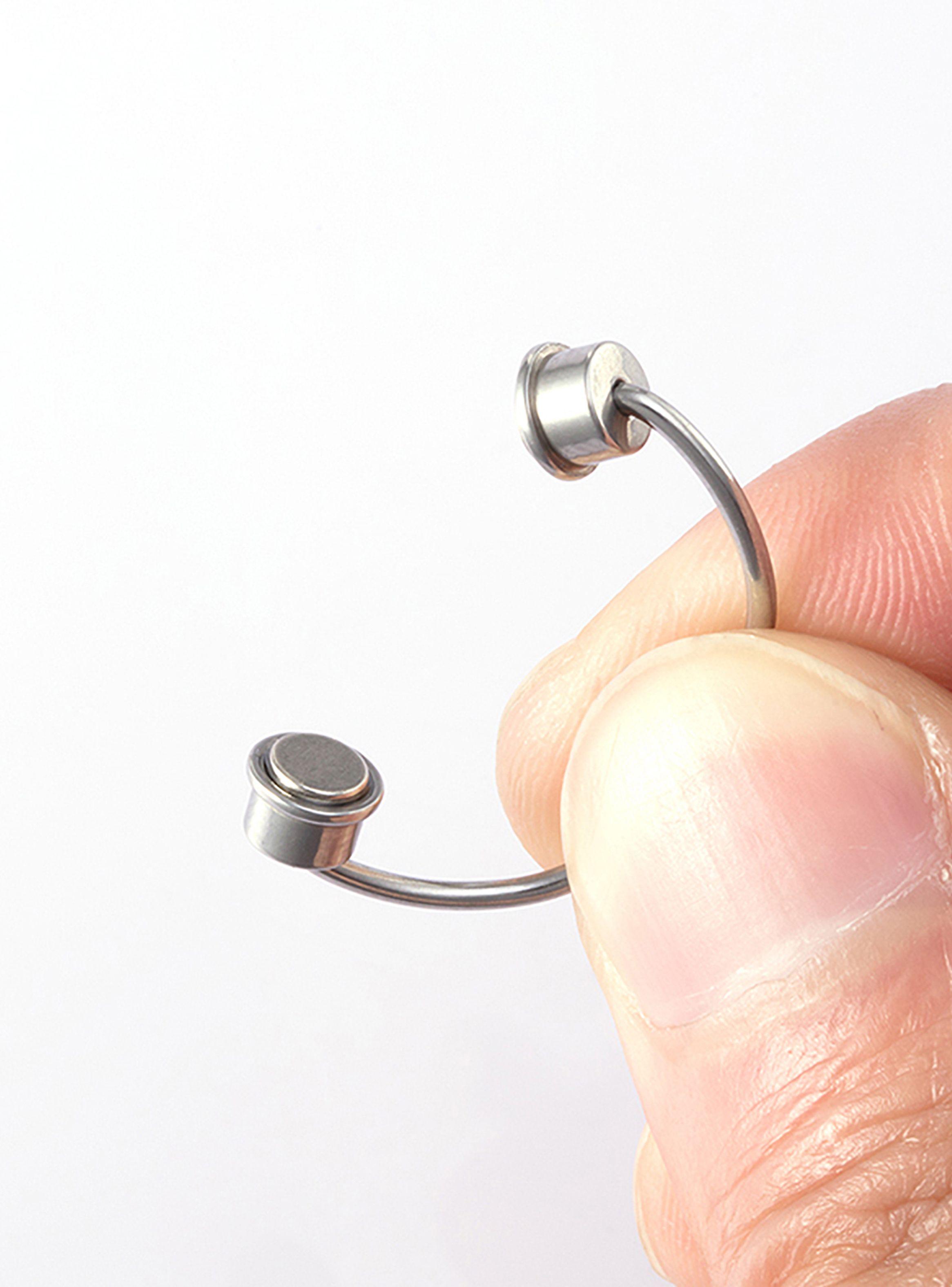 Piercing Argolla Magnético para Nariz en Acero Plateado-2