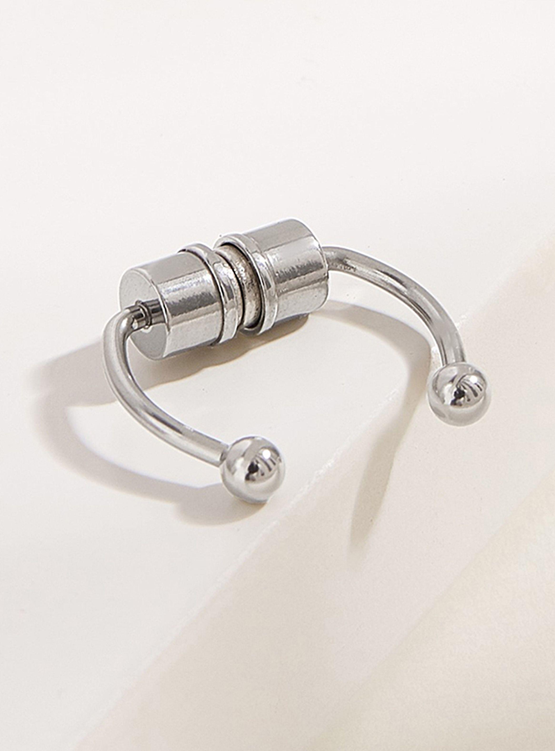 Piercing Argolla Magnético para Nariz en Acero Plateado-4