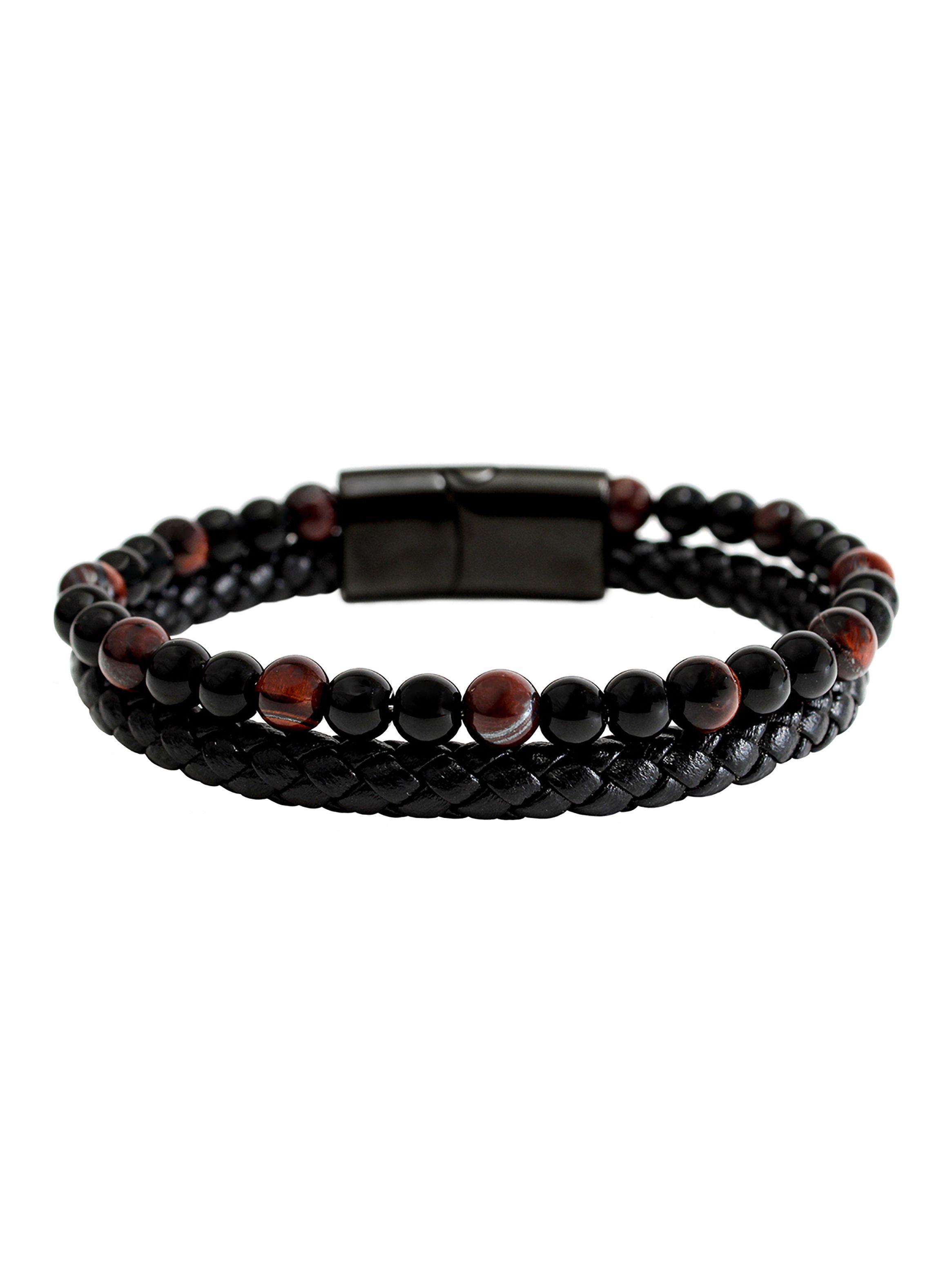 Pulsera de Hombre en Cuero con Ónix y Piedra Ojo de Tigre-4