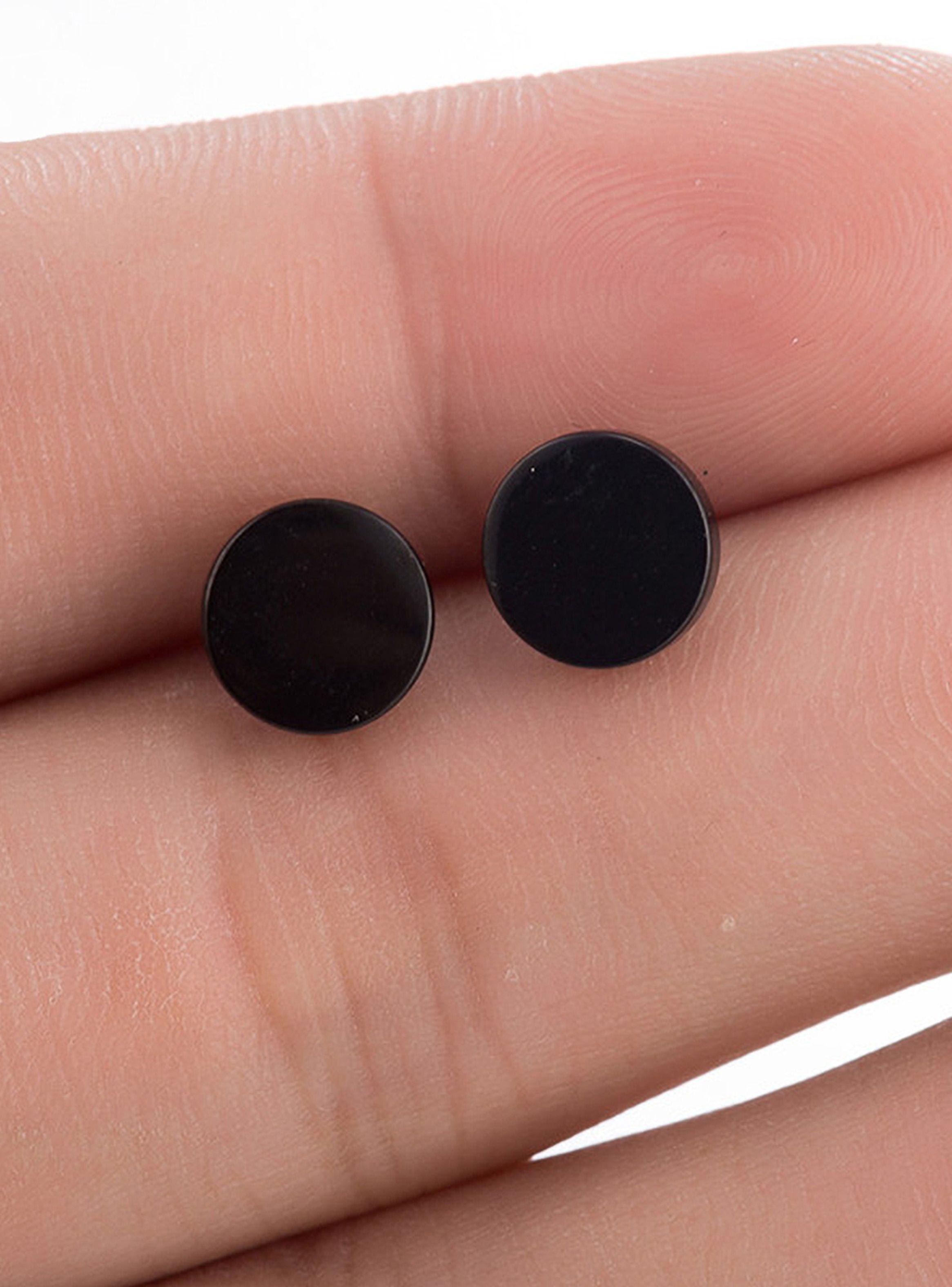 Aros de Acero Tipo Tunel Falso Negro con Cierre Mariposa-2
