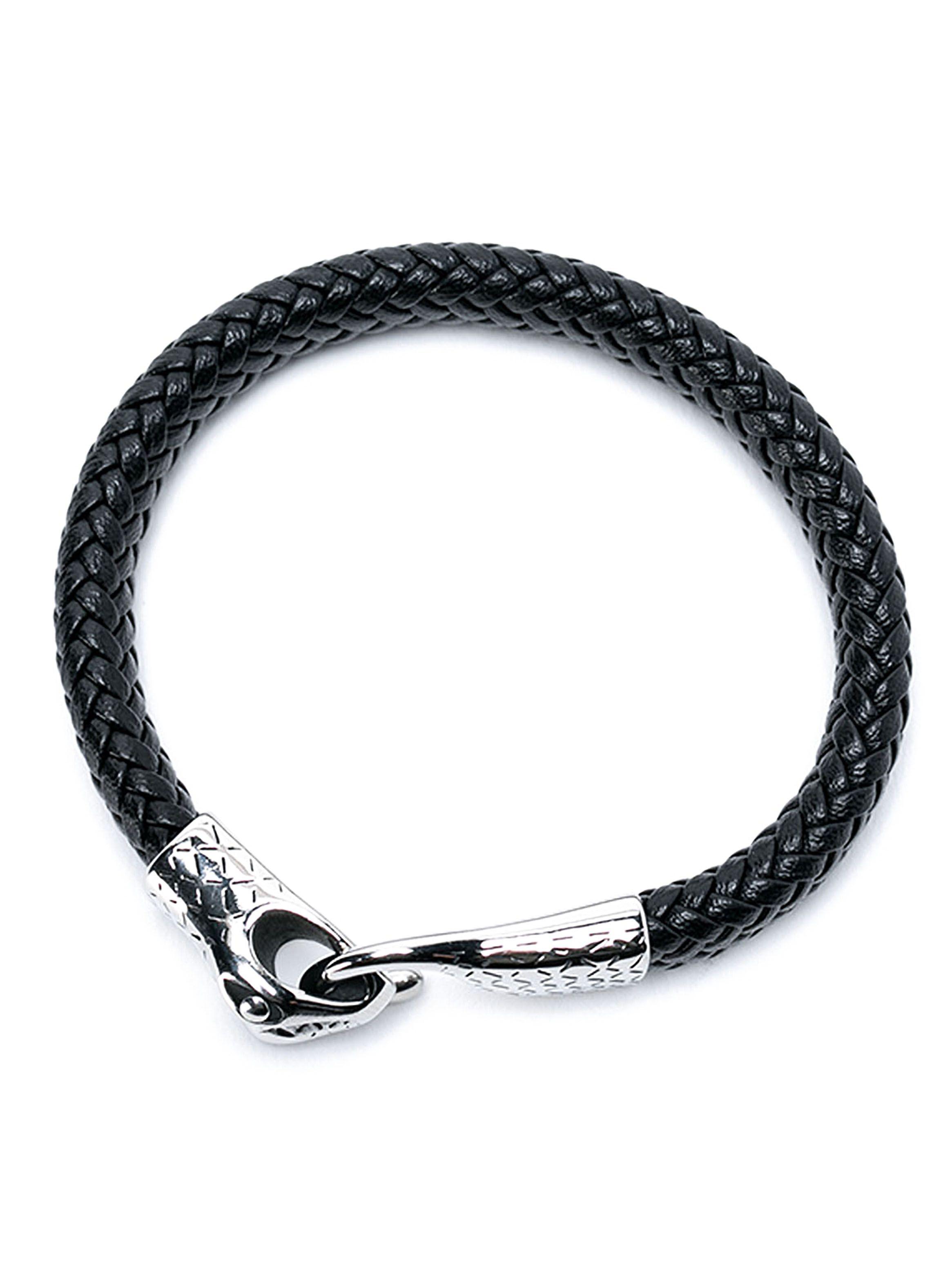 Pulsera de Cuero con Broche Metálico de Serpiente-1