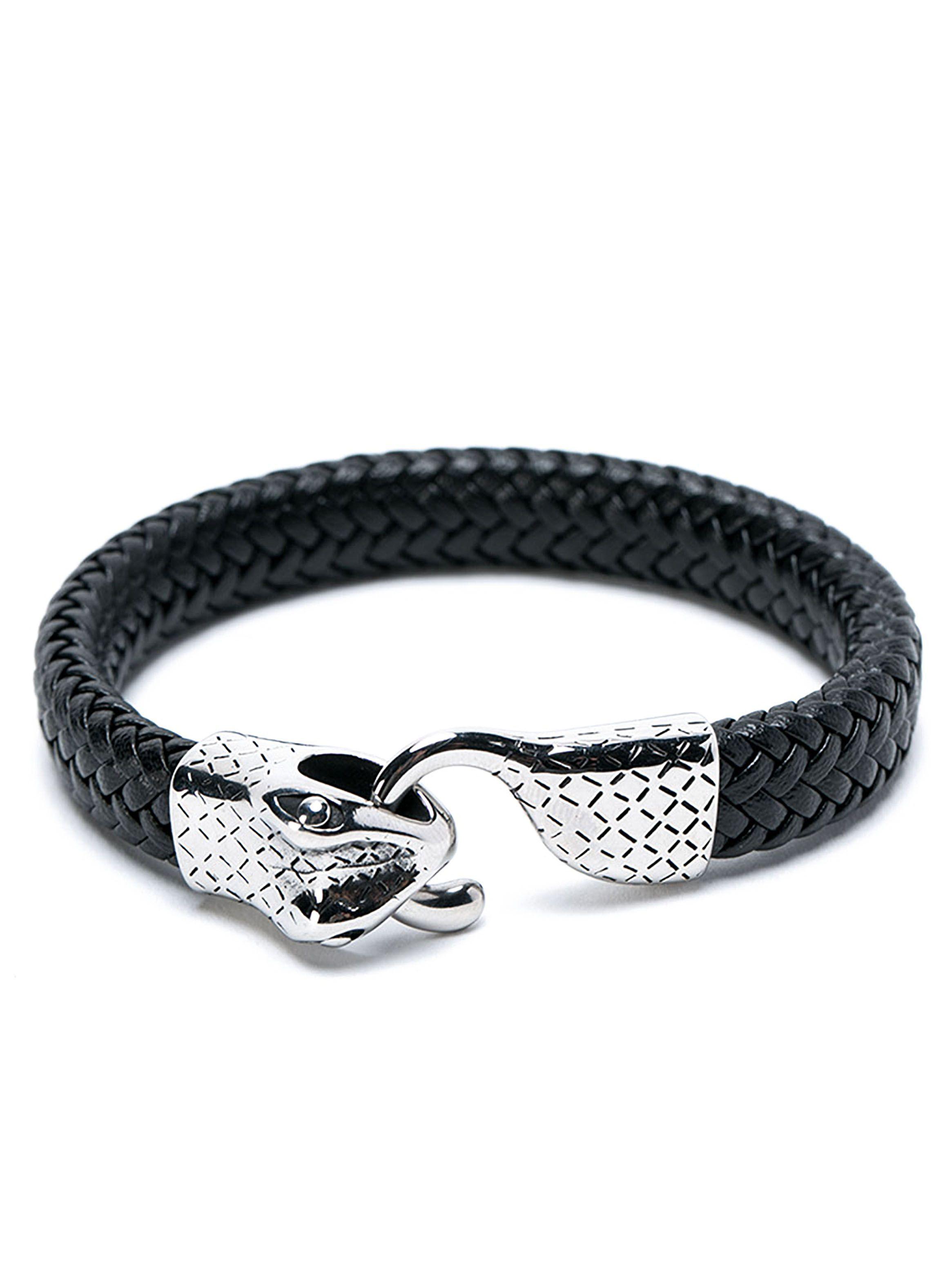 Pulsera de Cuero con Broche Metálico de Serpiente-0