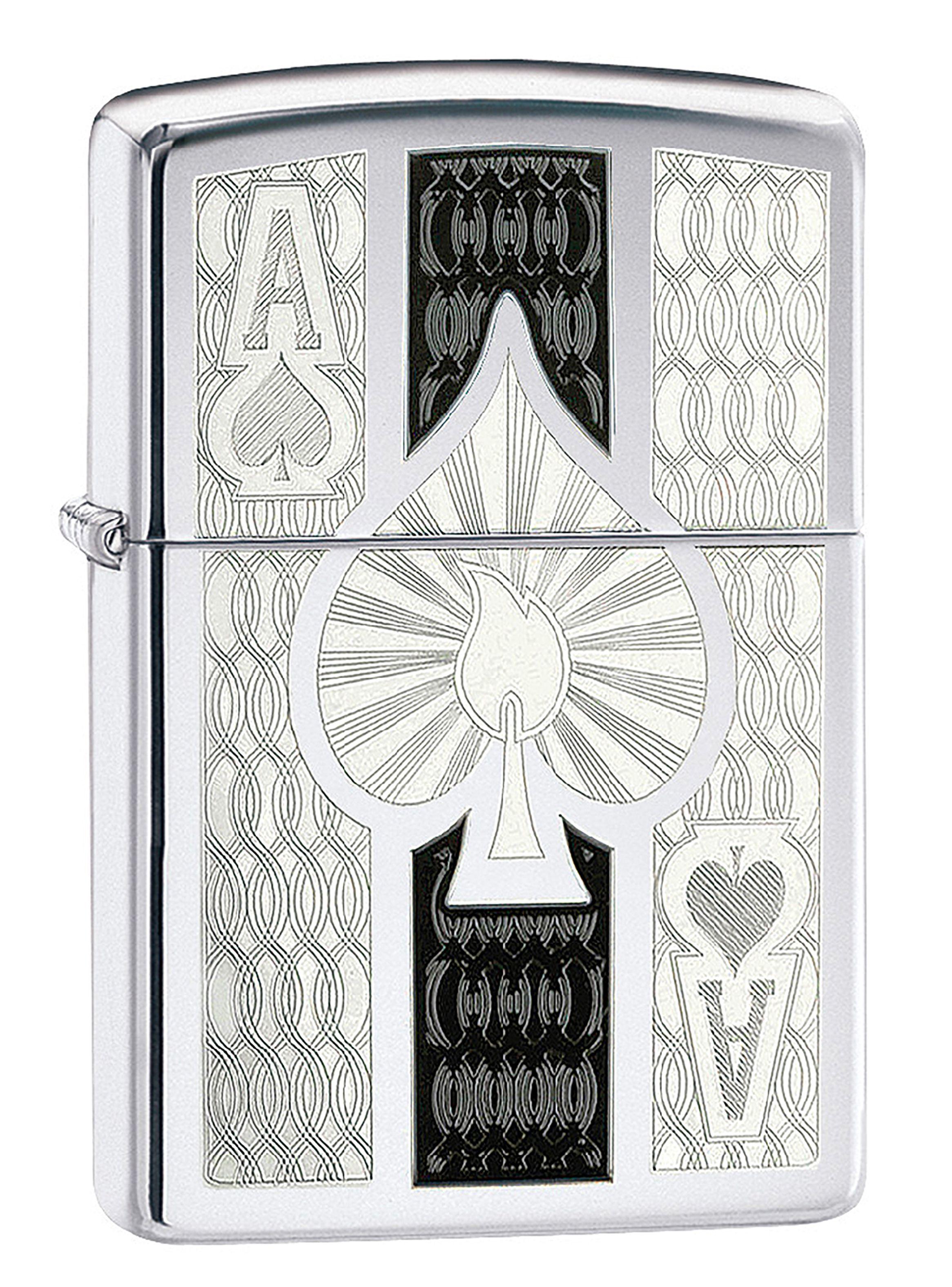 Encendedor Zippo Lighter Intricate Spade Design Plateado-0