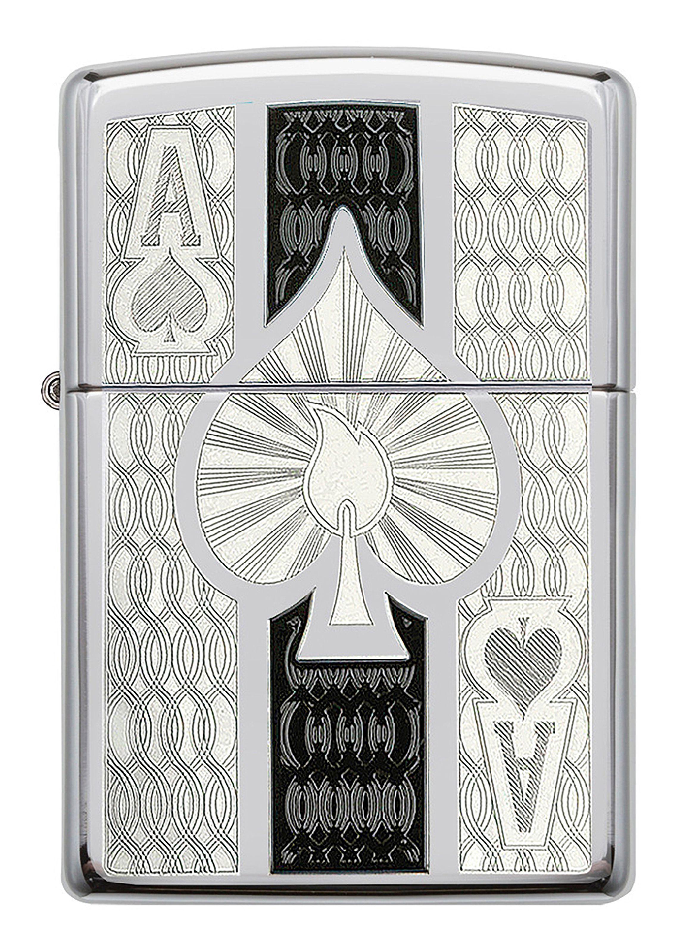 Encendedor Zippo Lighter Intricate Spade Design Plateado-1