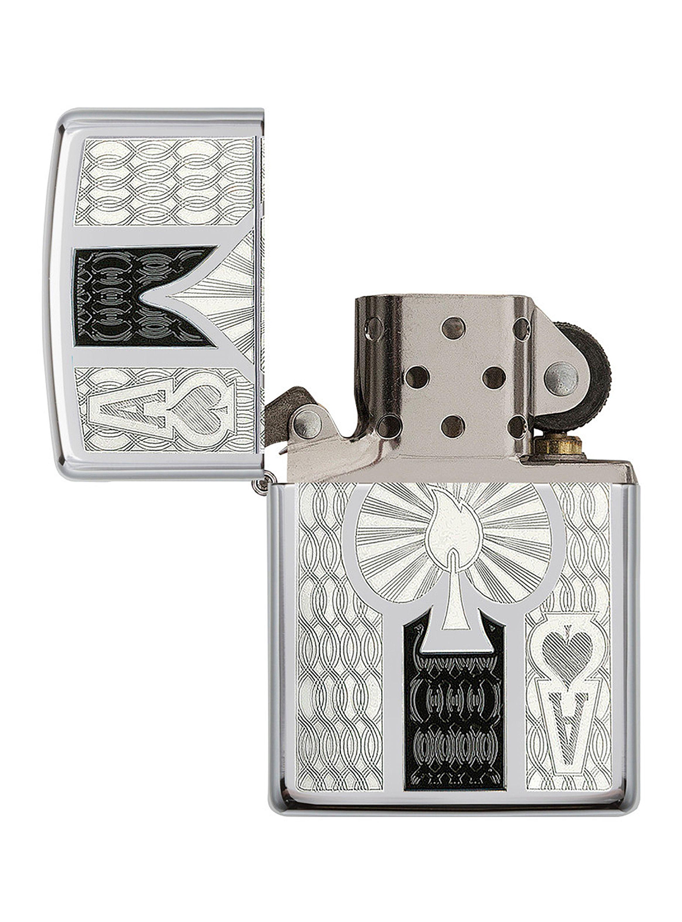 Encendedor Zippo Lighter Intricate Spade Design Plateado-2