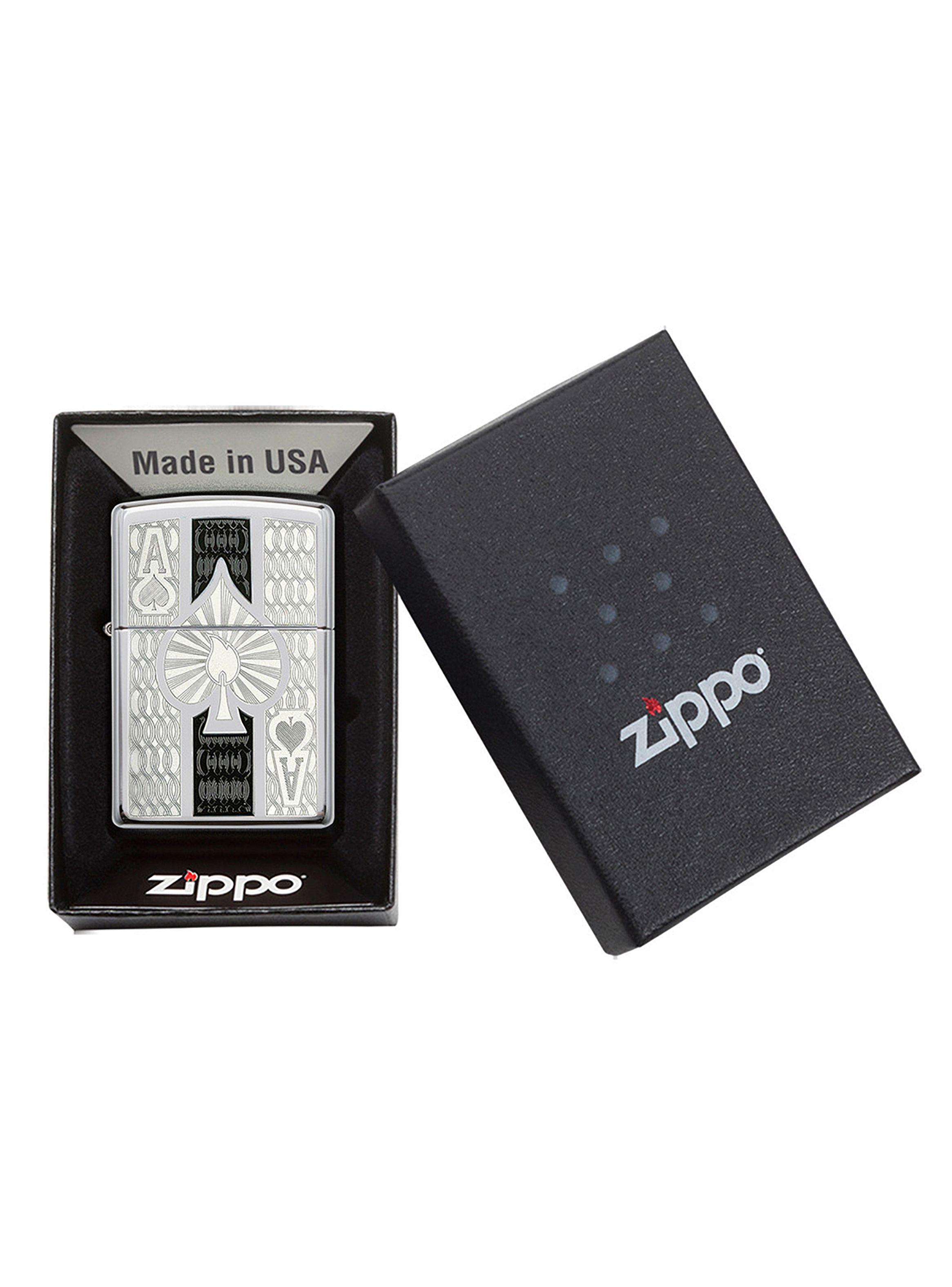 Encendedor Zippo Lighter Intricate Spade Design Plateado-3