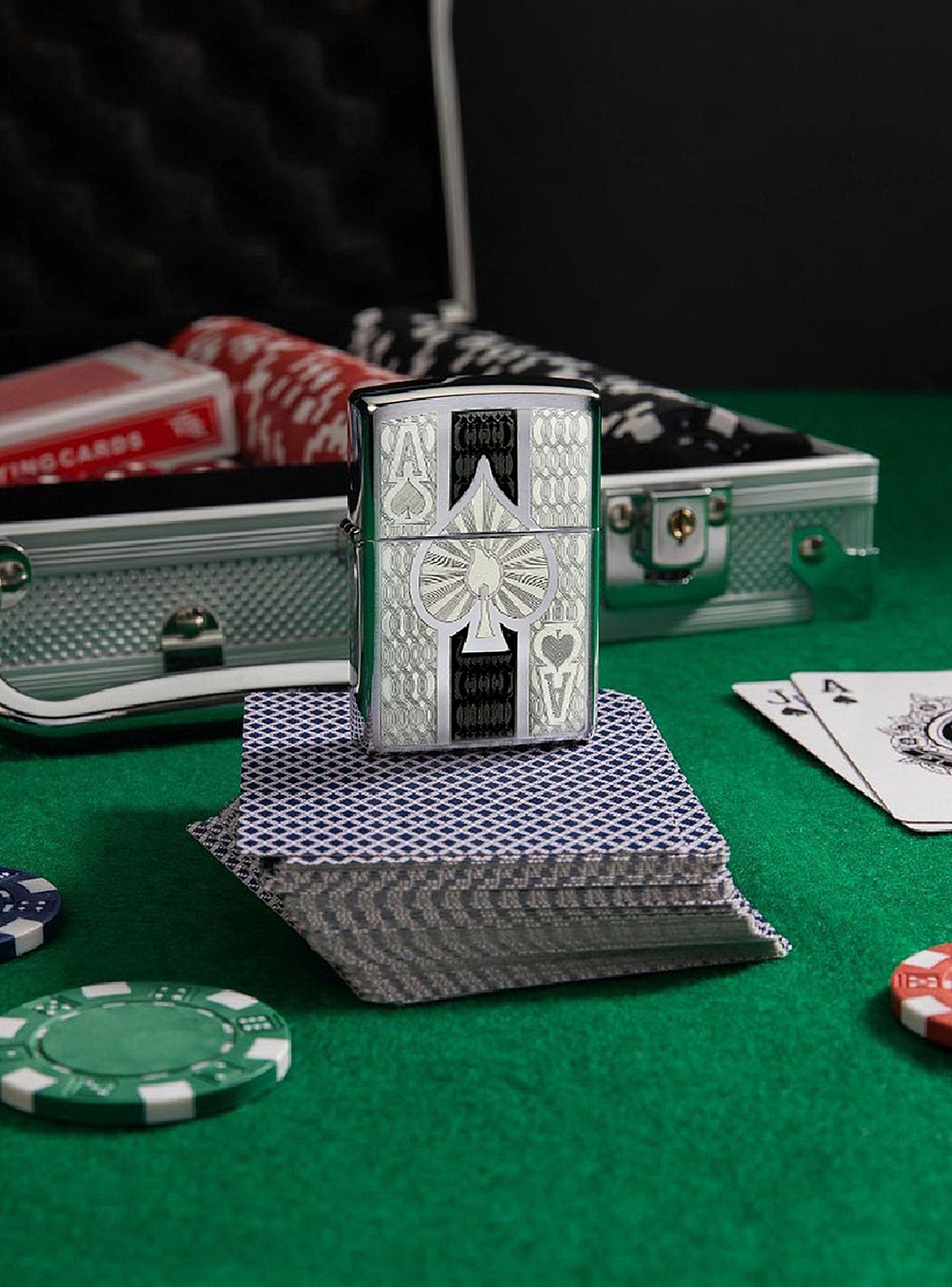 Encendedor Zippo Lighter Intricate Spade Design Plateado-4