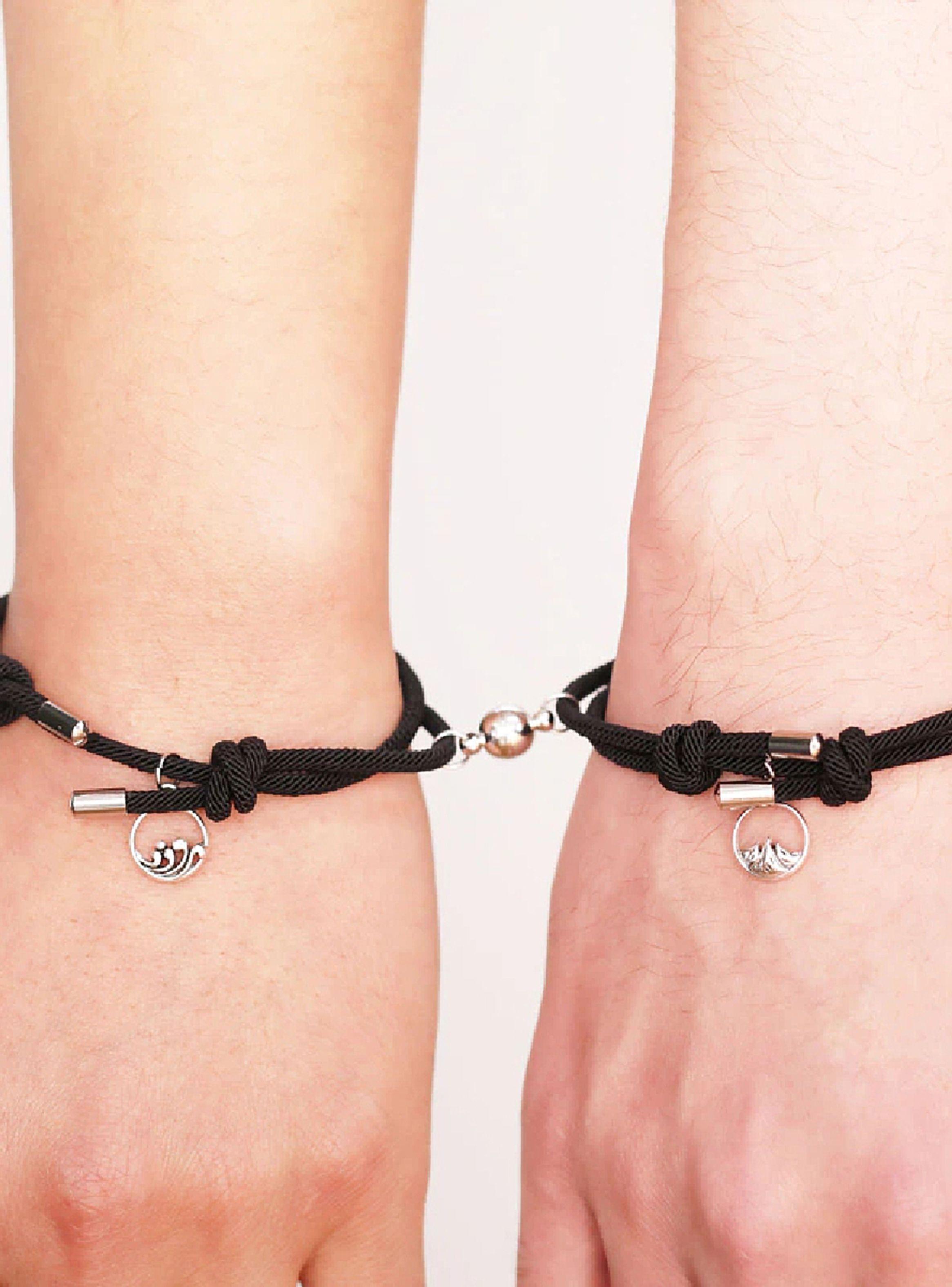Pulsera de Parejas con Imán Negra Charms Par-2