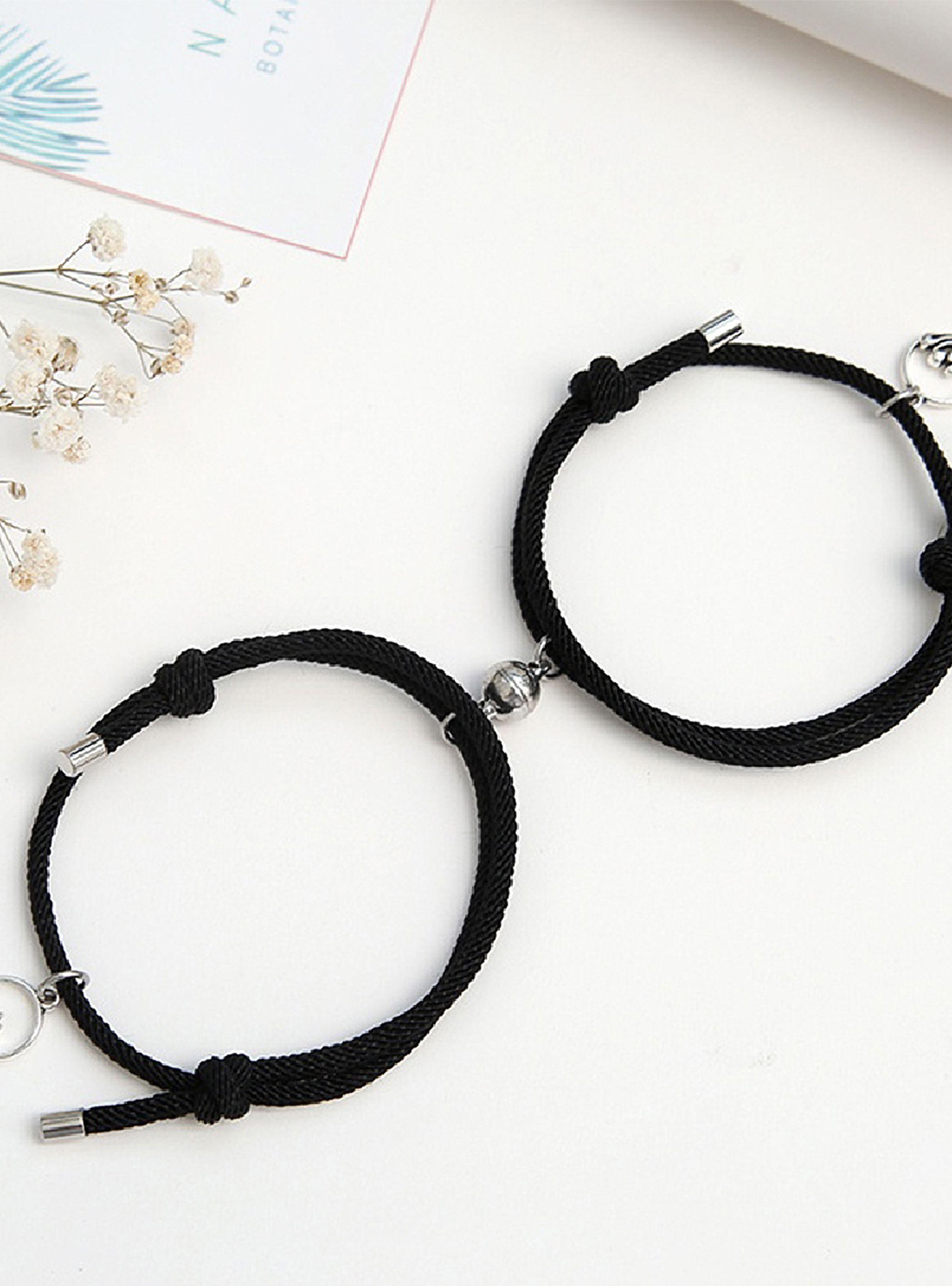Pulsera de Parejas con Imán Negra Charms Par-4