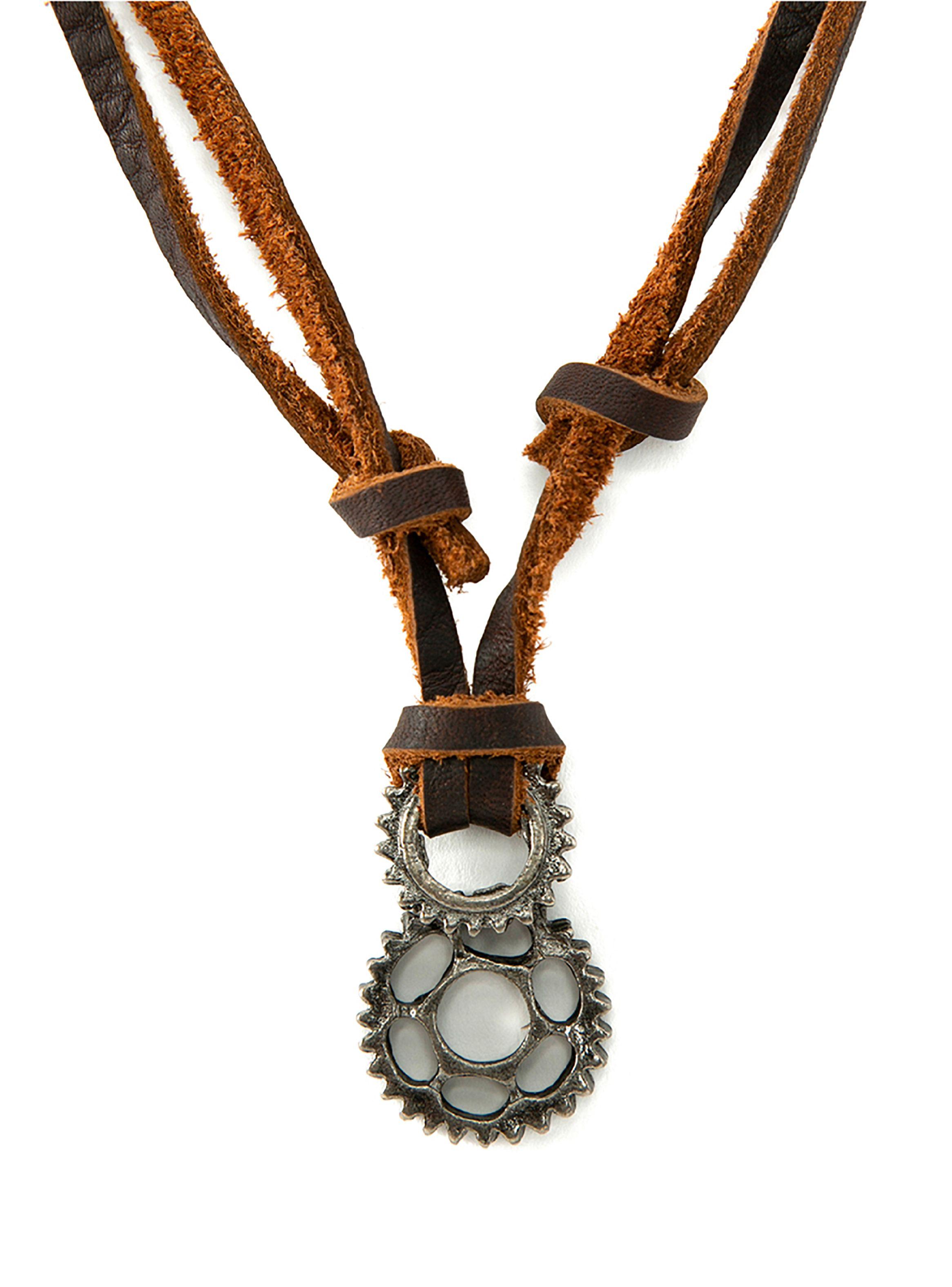 Collar Colgante Cuero Engranaje Mecánico-1