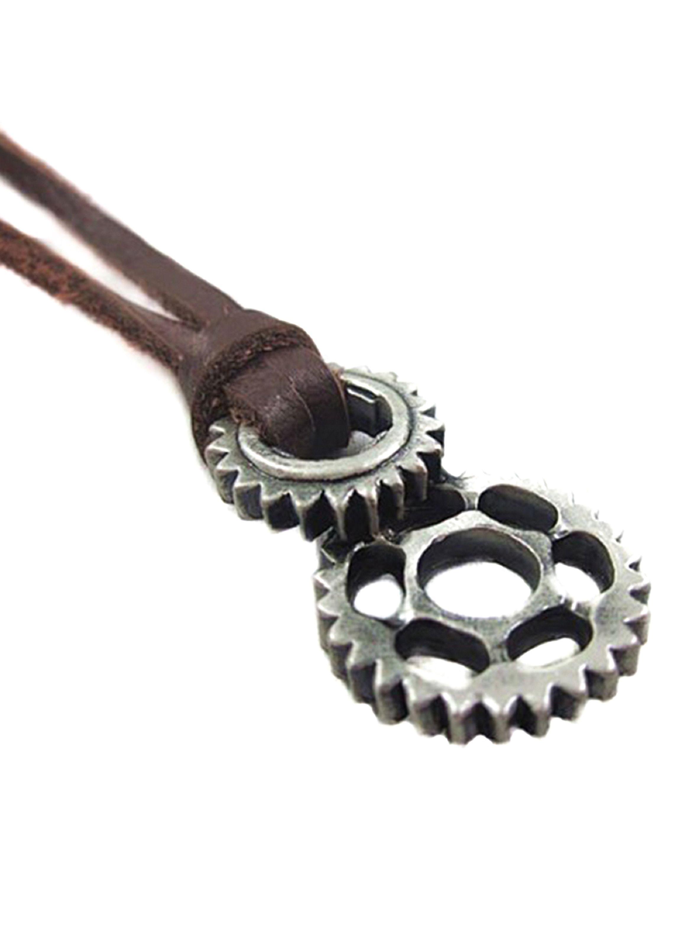 Collar Colgante Cuero Engranaje Mecánico-2