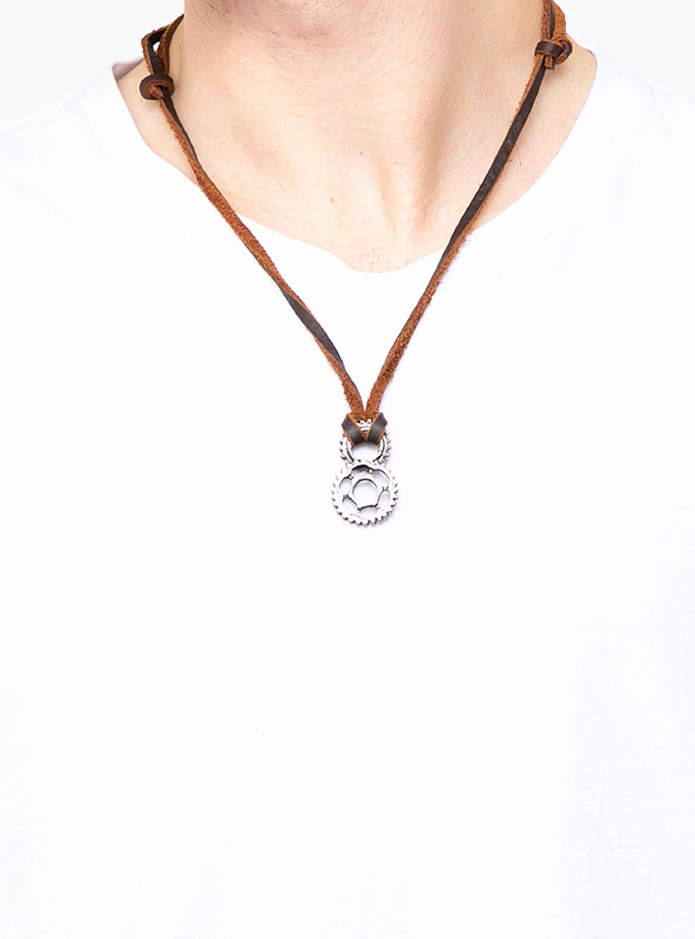 Collar Colgante Cuero Engranaje Mecánico-3