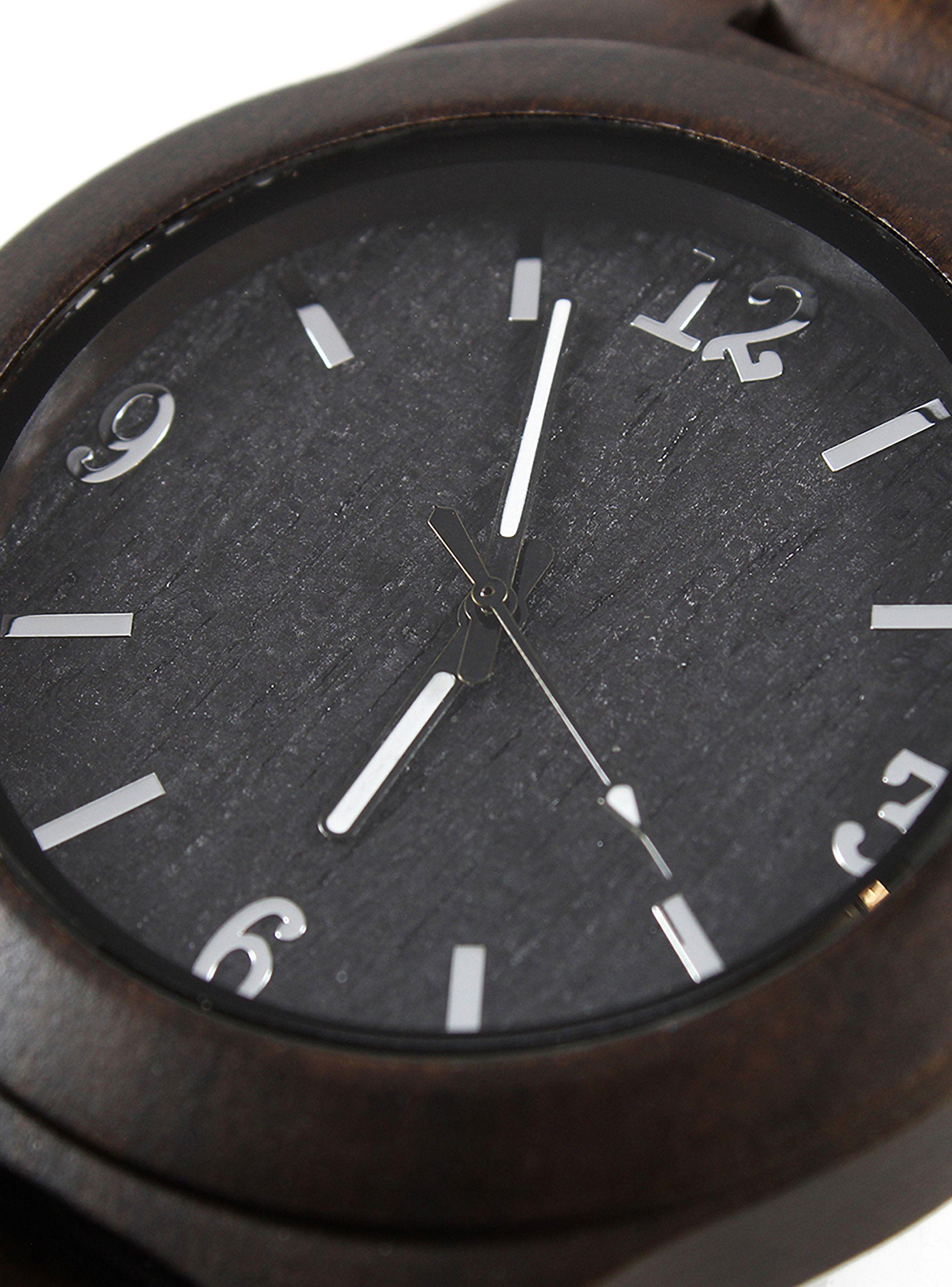 Reloj Hombres Análogo Correa Madera Dial Negro-2