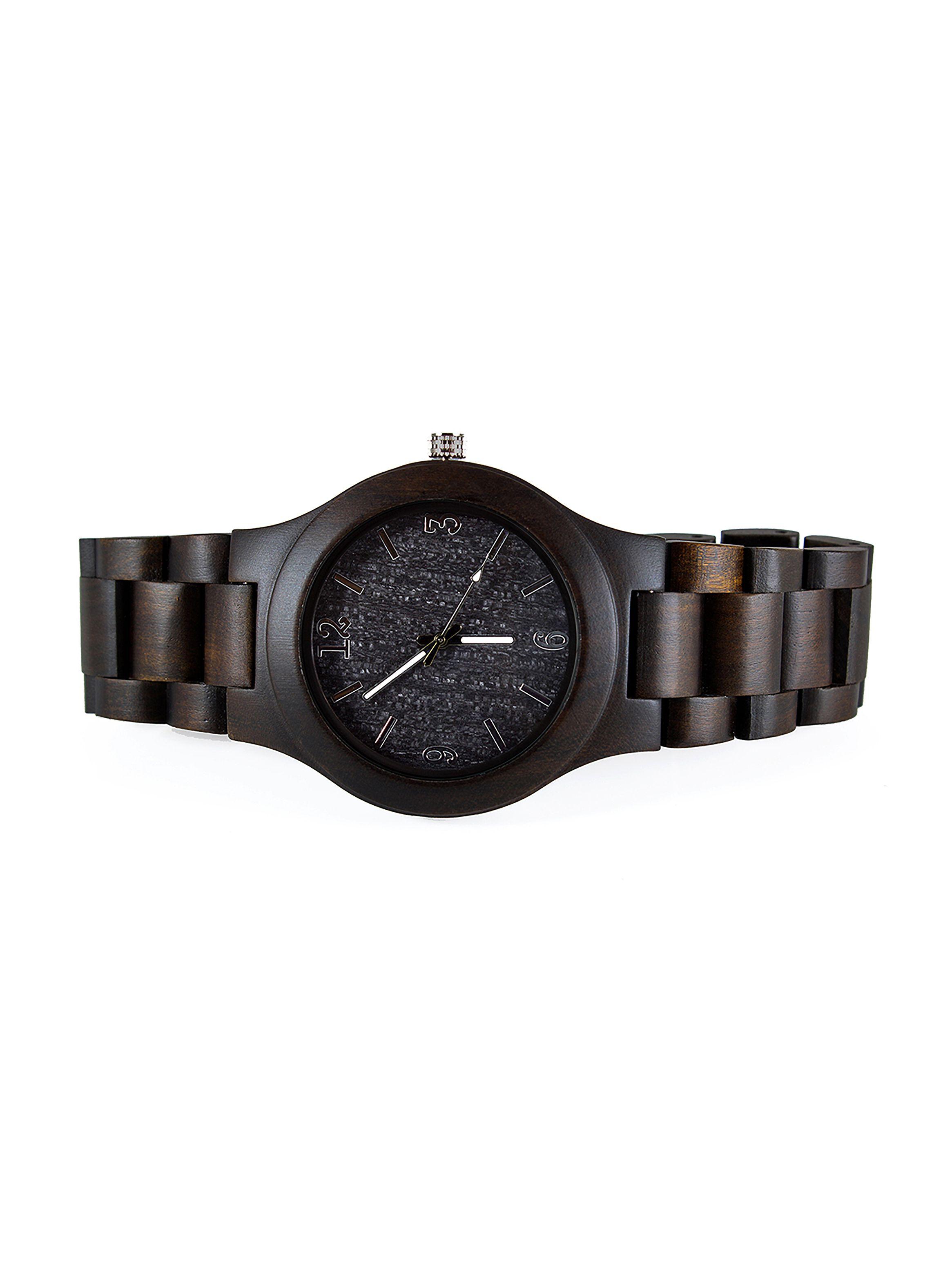Reloj Hombres Análogo Correa Madera Dial Negro-4