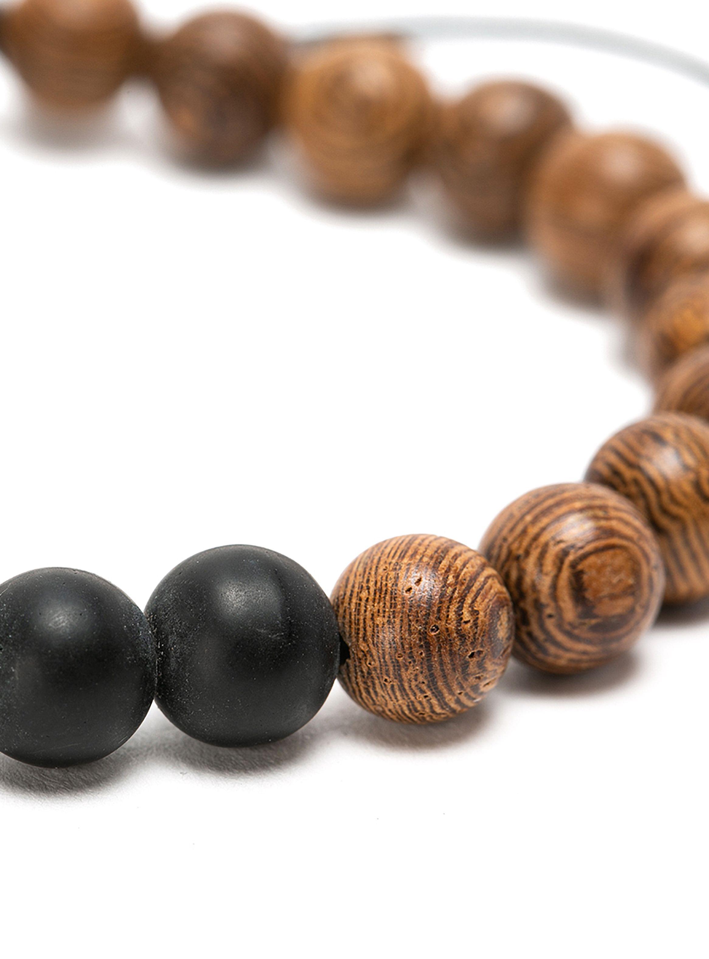 Pulsera de Piedras Naturales Ónix y Madera Ajustable-2