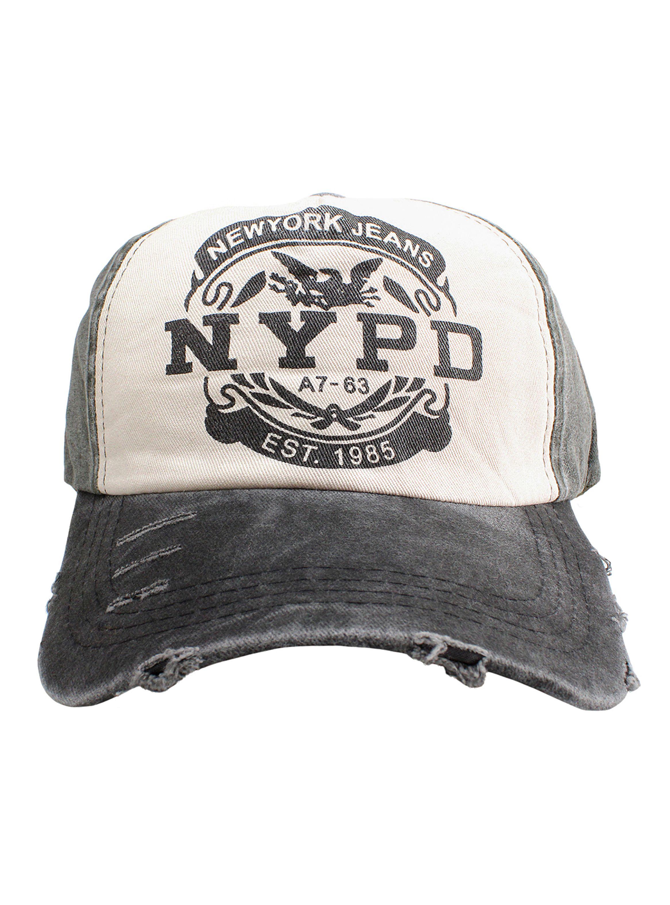 Jockey de Algodón NYPD Prelavado Gris Visera Negro-1