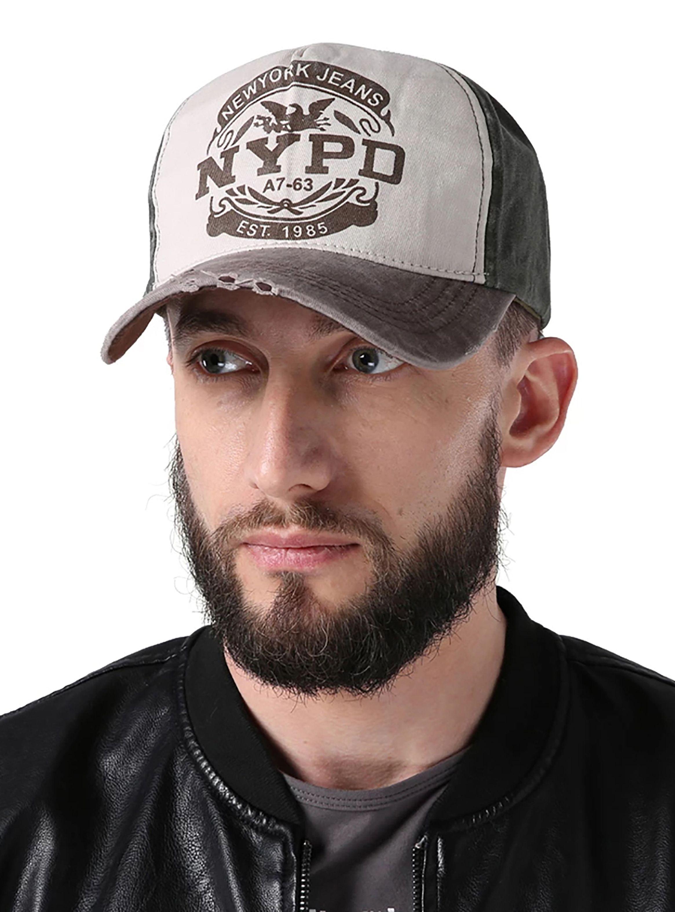 Jockey de Algodón NYPD Prelavado Gris Visera Negro-2