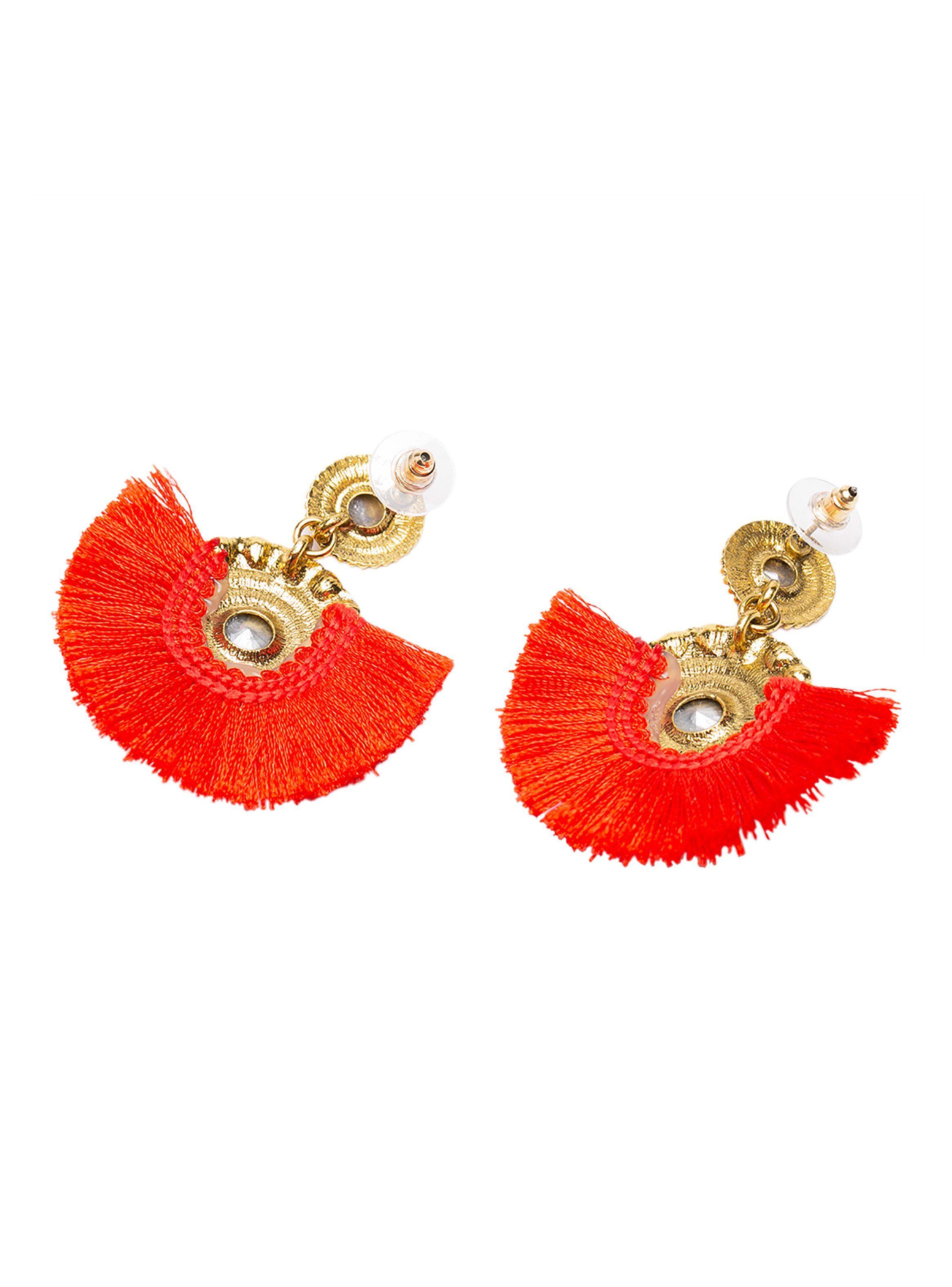Aretes Aros en Fibra Rojo Mujer-1