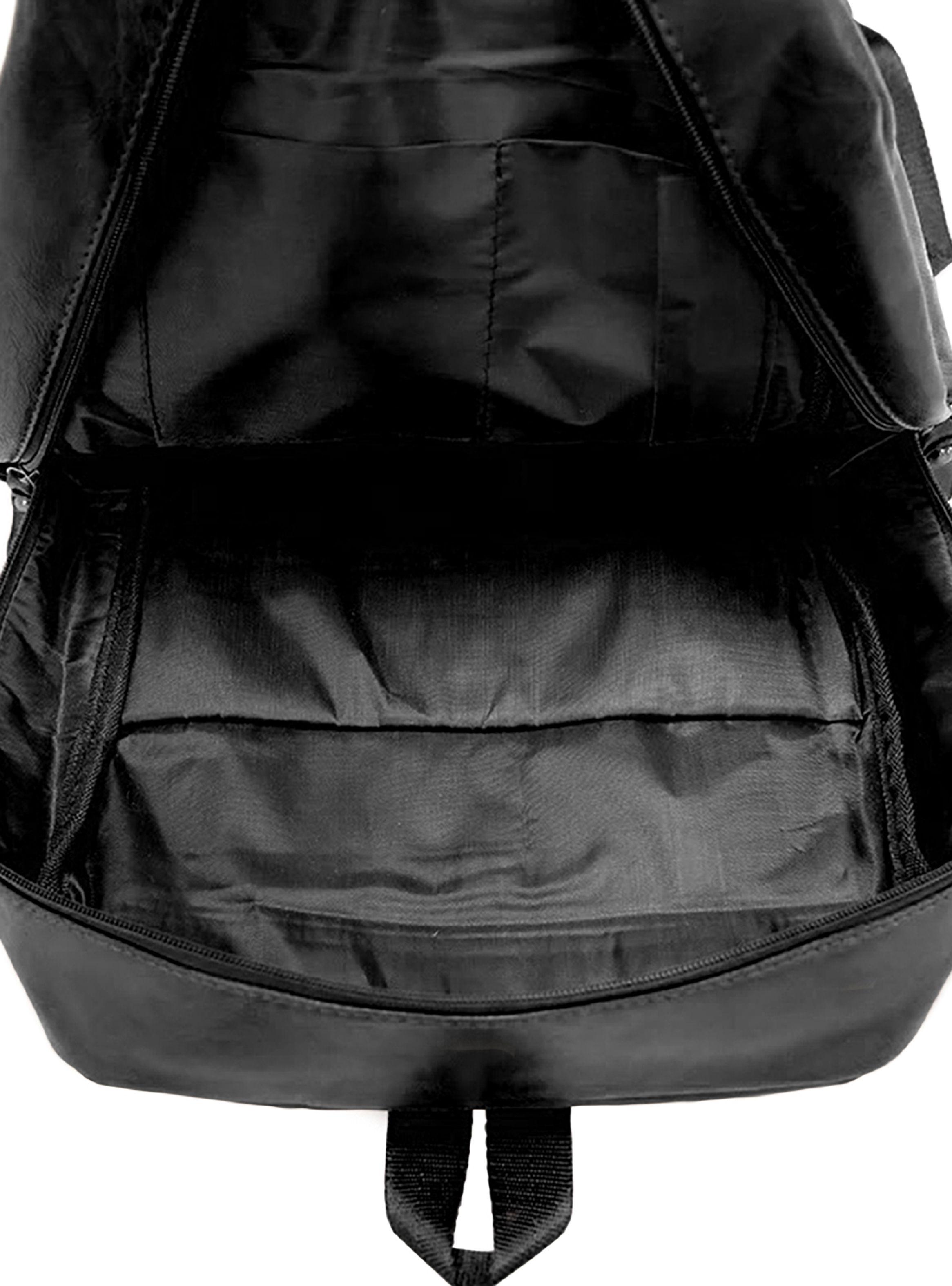 Mochila Juvenil Cuero Notebook Doble Cierre Negro-3
