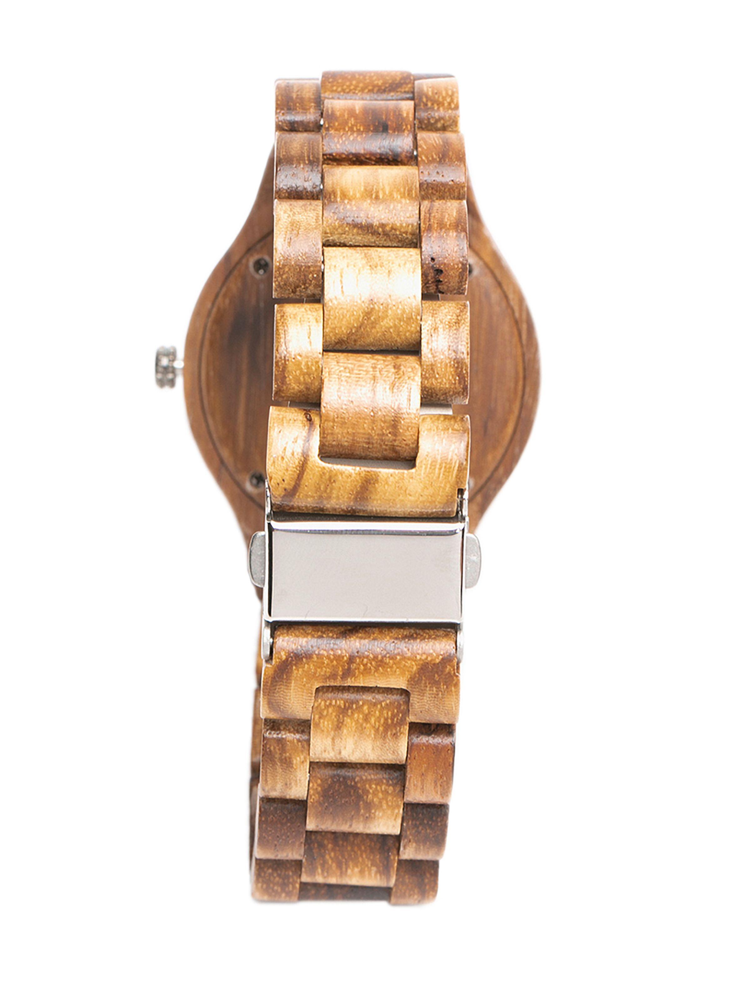 Reloj Analogo Eslabones Madera Café Unisex-1