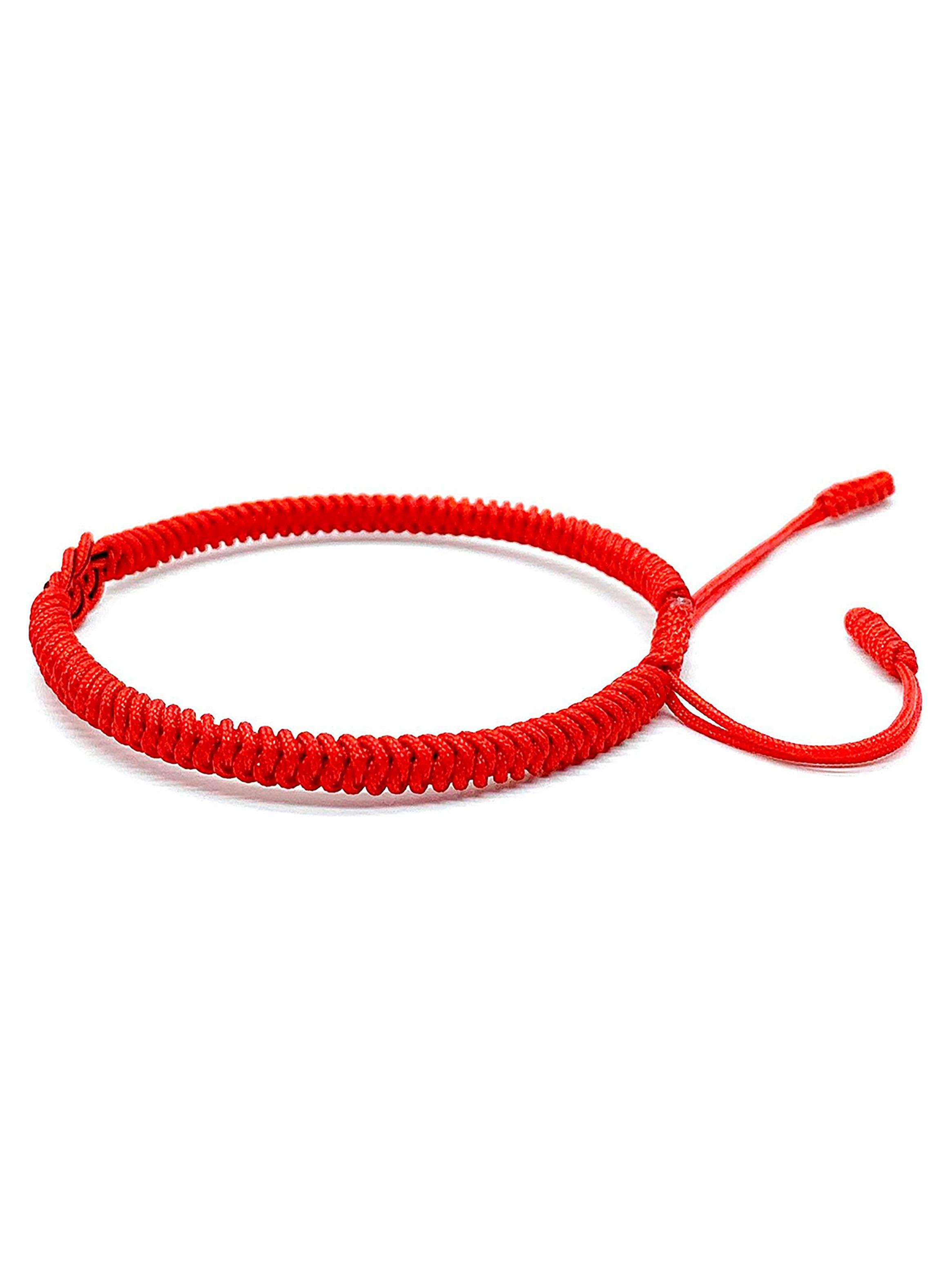 Pulsera Budista Tibetana Roja Nudo Infinito Negro Ajustable-4