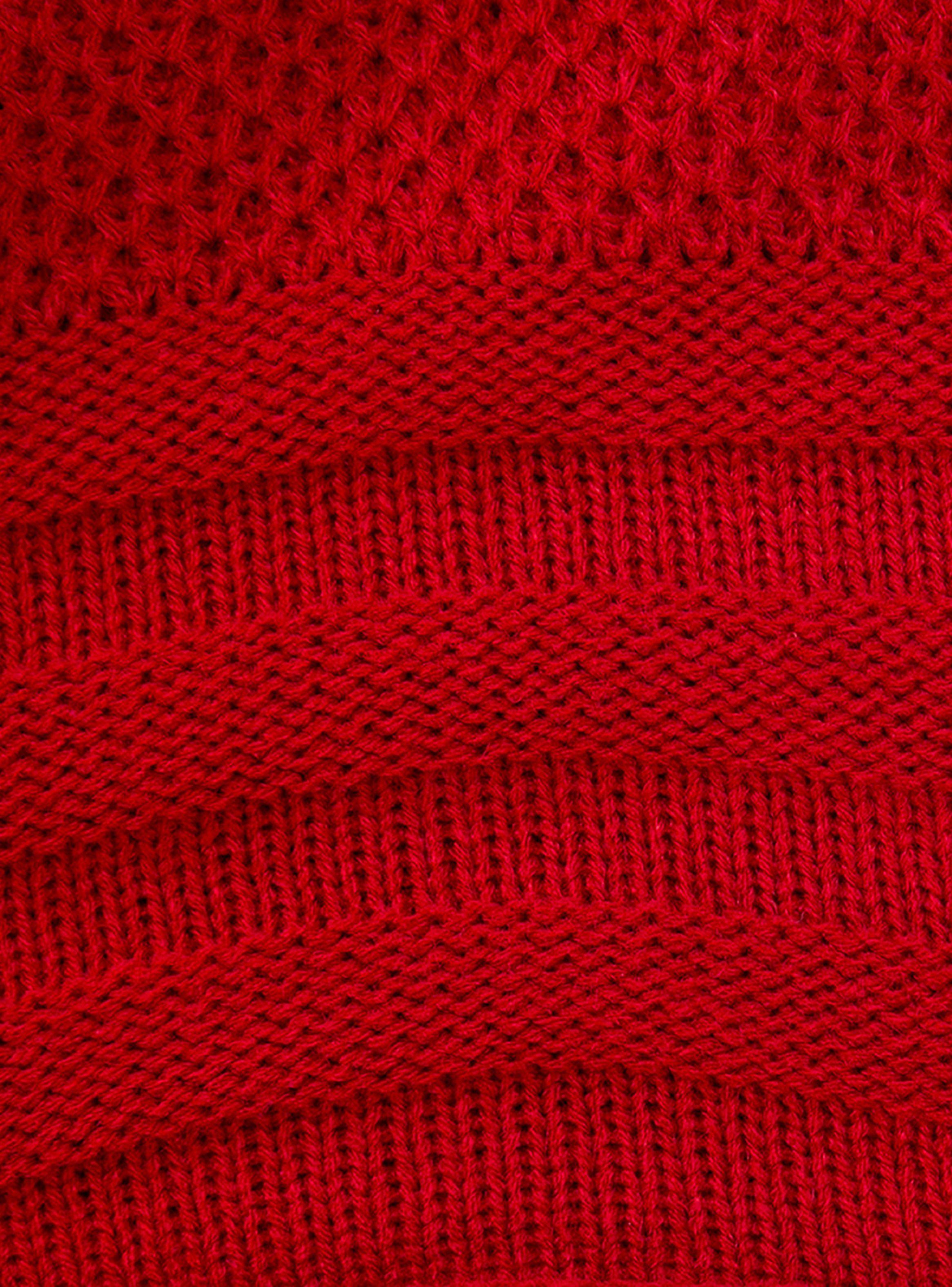 Gorro Tejido Lana Diseño Doblez Unicolor Rojo-3